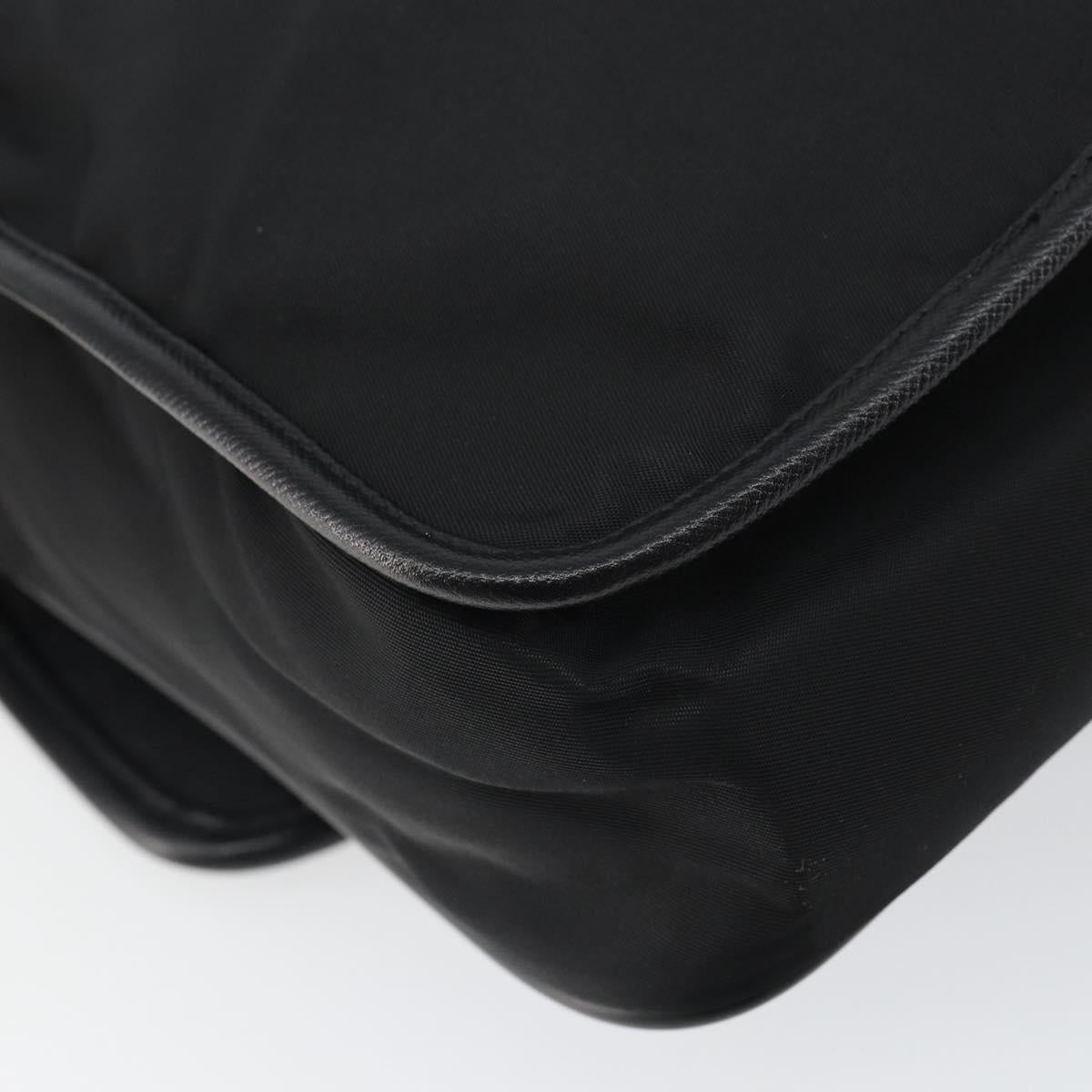 PRADA Shoulder Bag Nylon Black Silver Auth 164506