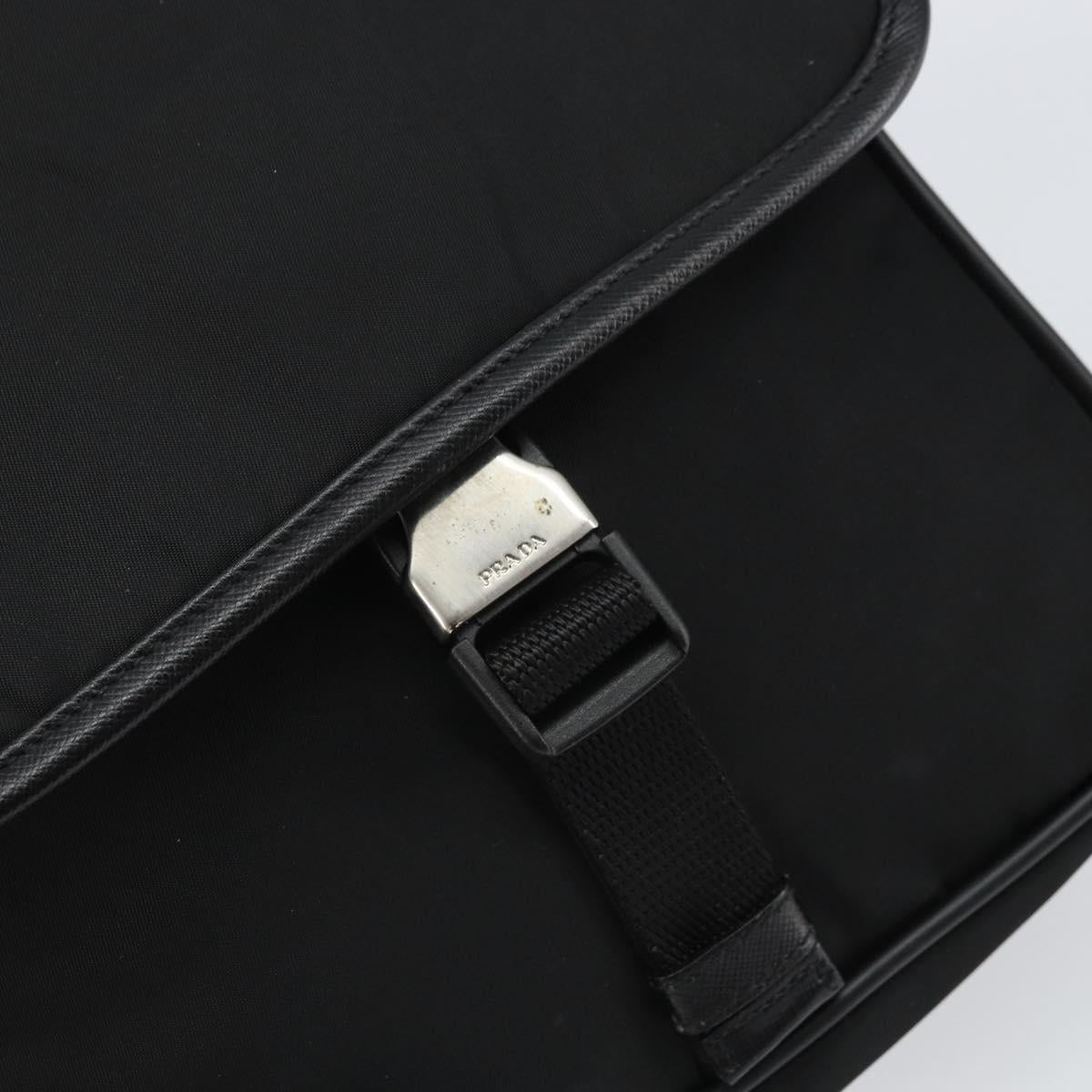 PRADA Shoulder Bag Nylon Black Silver Auth 164506