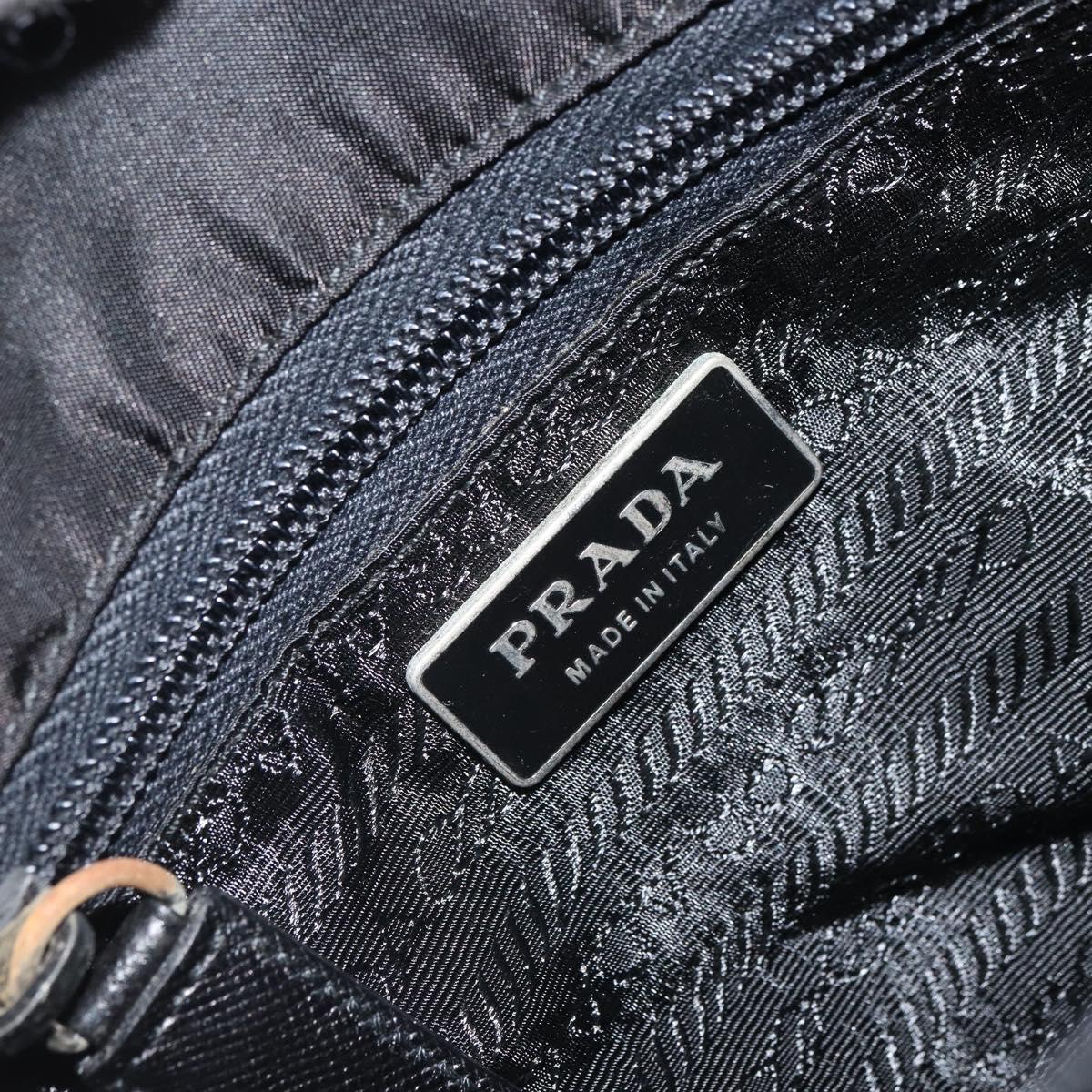 PRADA Shoulder Bag Nylon Black Silver Auth 164506