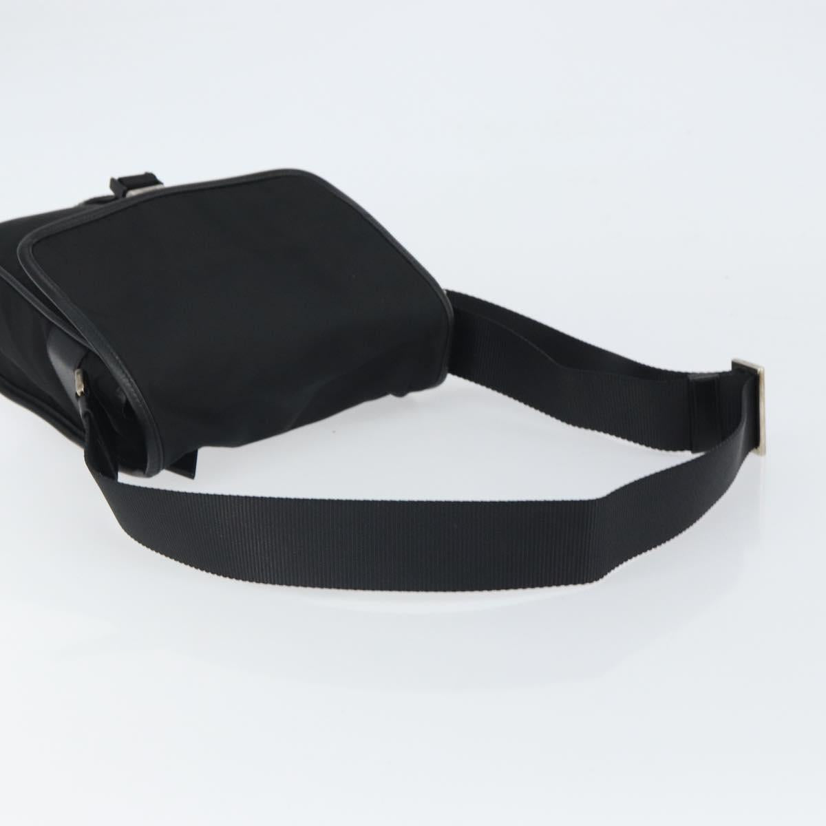 PRADA Shoulder Bag Nylon Black Silver Auth 164506