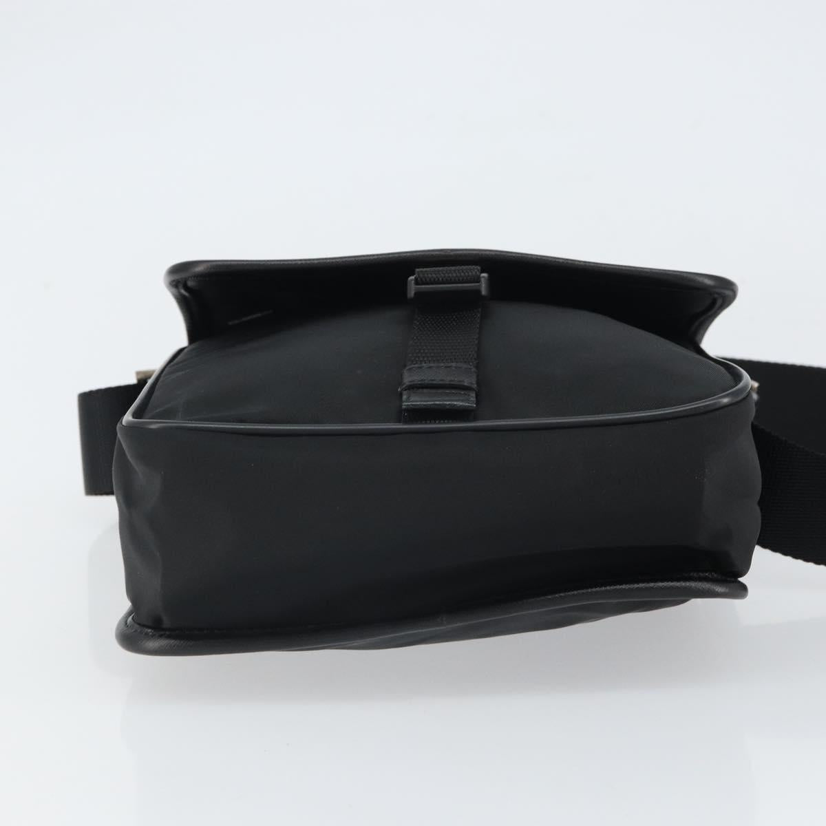PRADA Shoulder Bag Nylon Black Silver Auth 164506