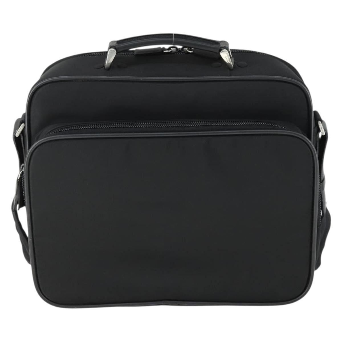 PRADA Shoulder Bag Nylon Black Silver Auth 164507