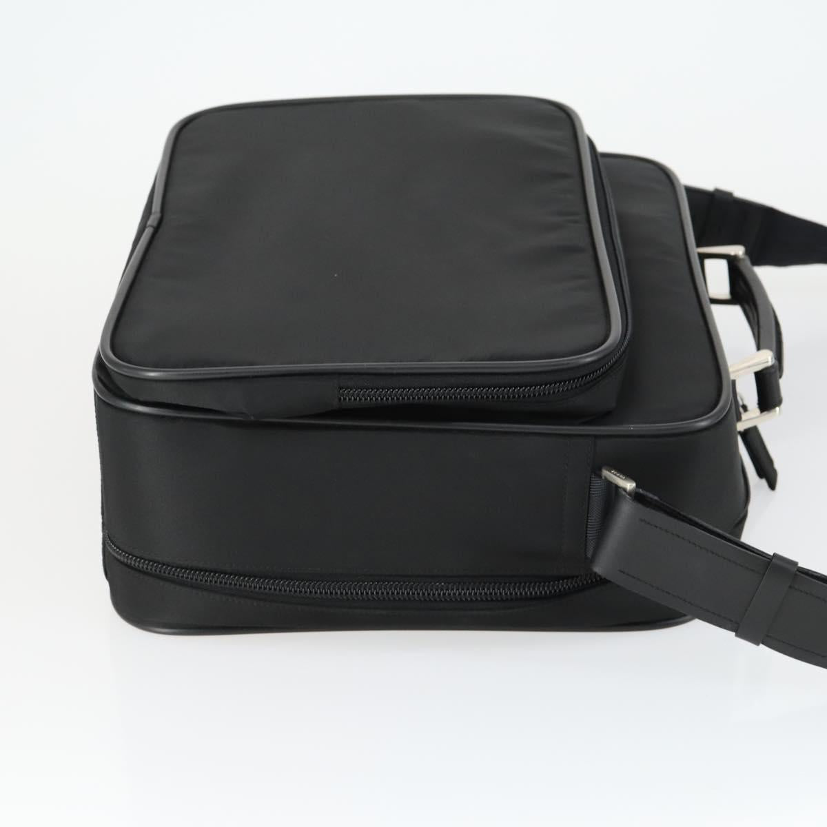 PRADA Shoulder Bag Nylon Black Silver Auth 164507