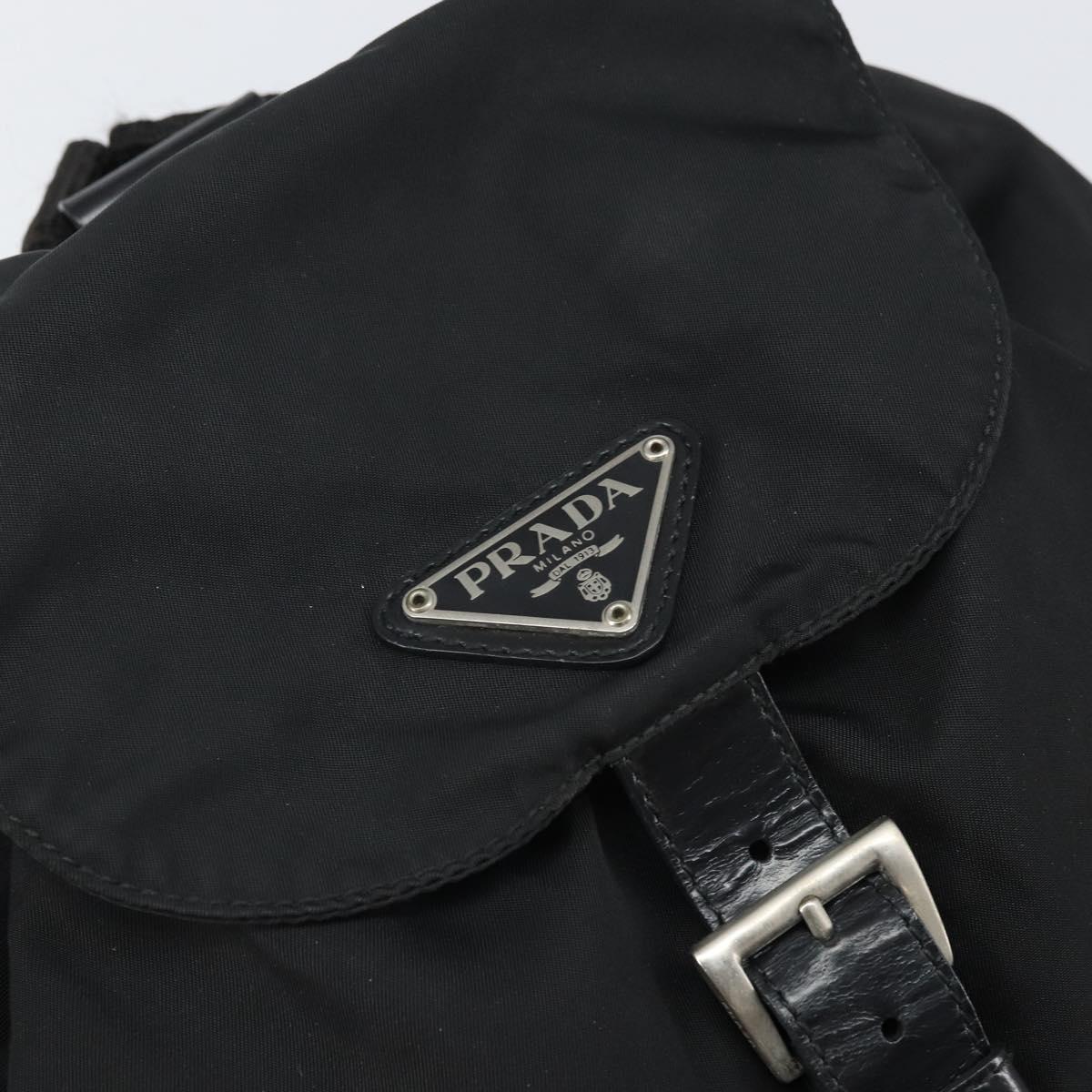 PRADA Backpack Nylon Black Silver Auth 164508