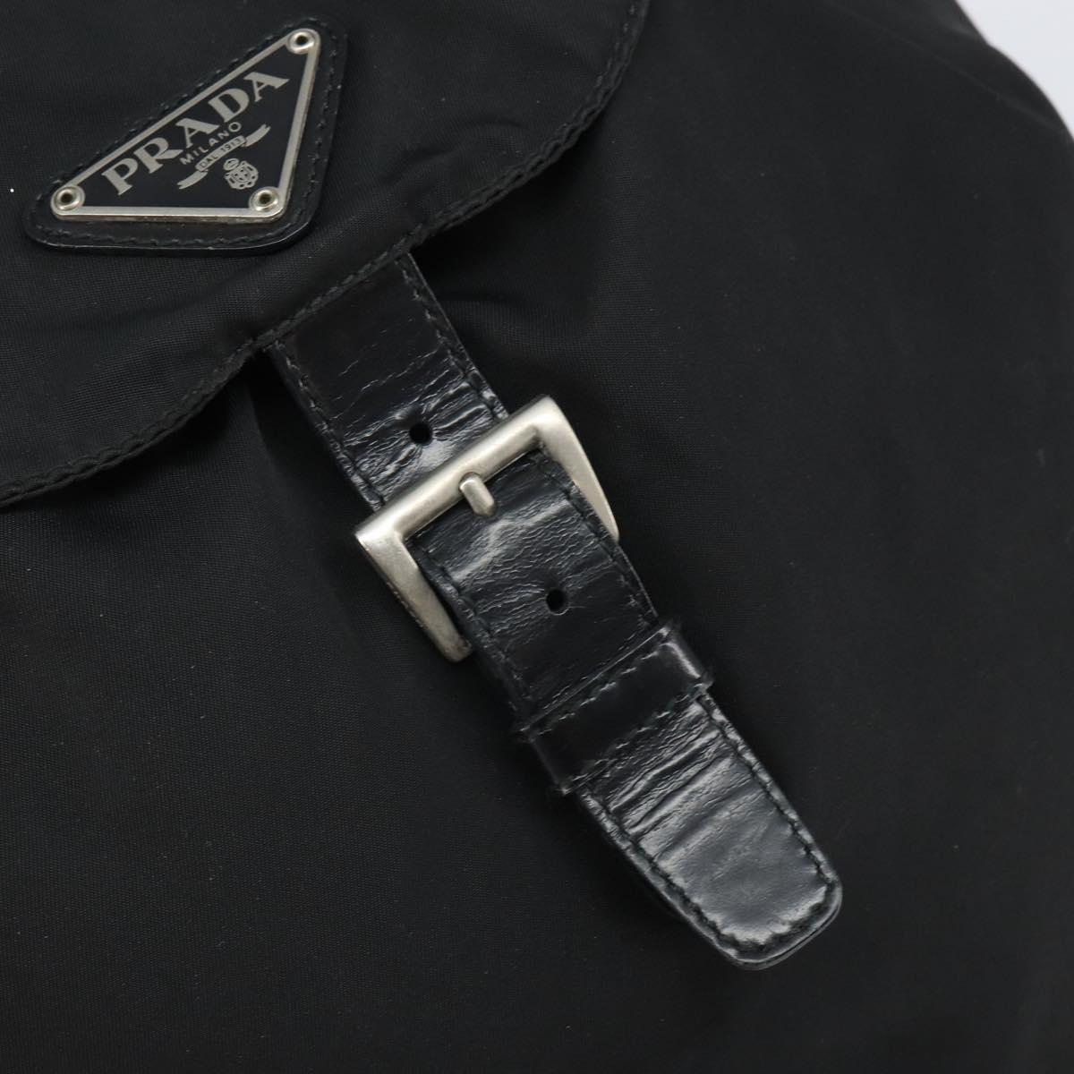 PRADA Backpack Nylon Black Silver Auth 164508