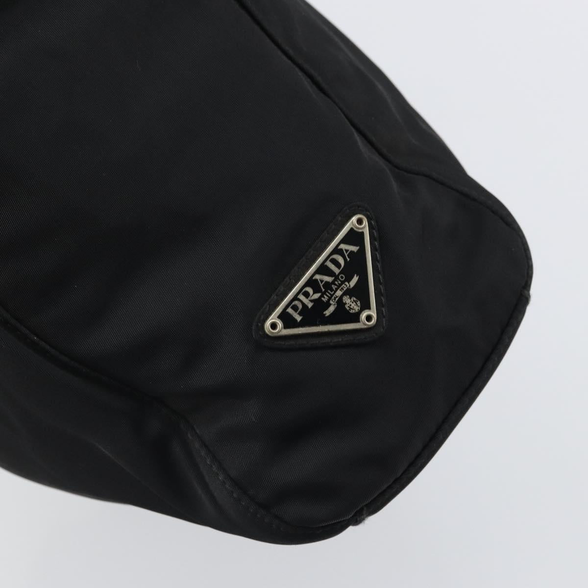 PRADA Hand Bag Nylon plastic Black Clear Silver Auth 164512