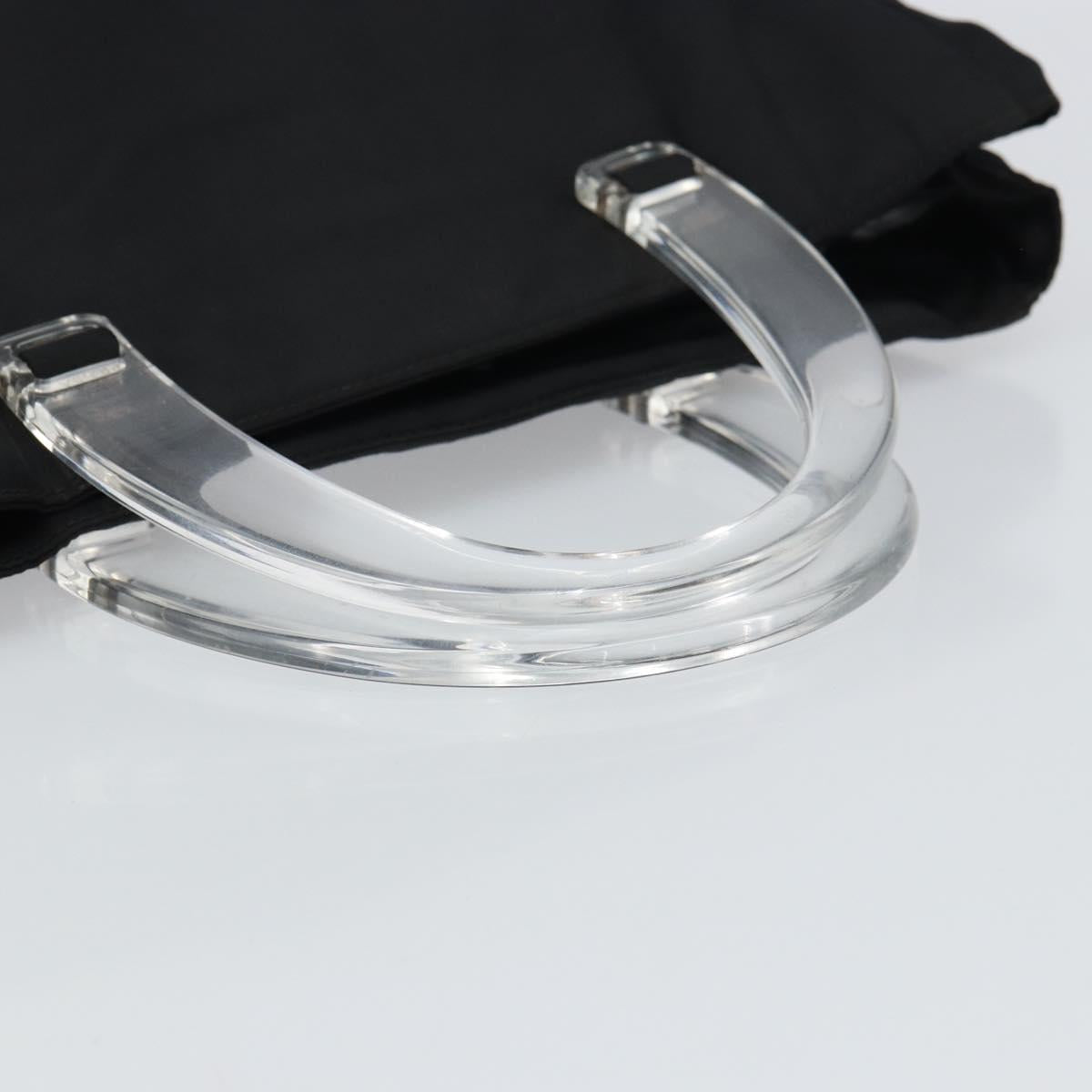 PRADA Hand Bag Nylon plastic Black Clear Silver Auth 164512
