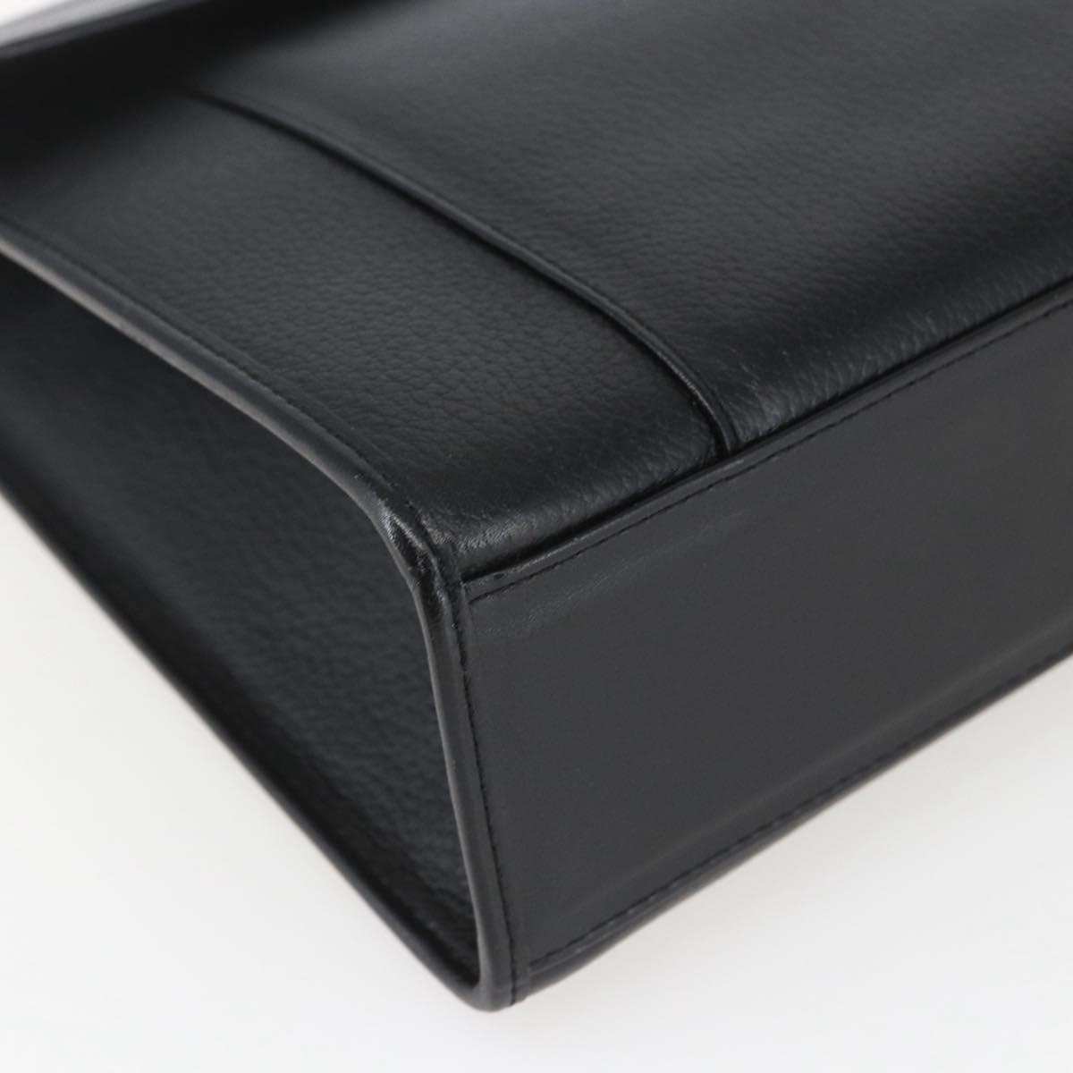 Burberrys Business Bag Leather Black Silver Auth 164514