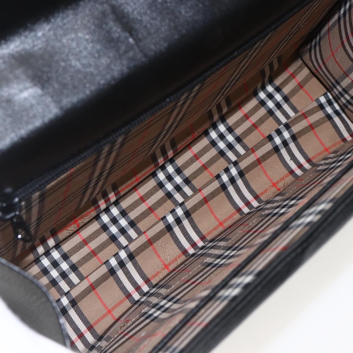 Burberrys Business Bag Leather Black Silver Auth 164514
