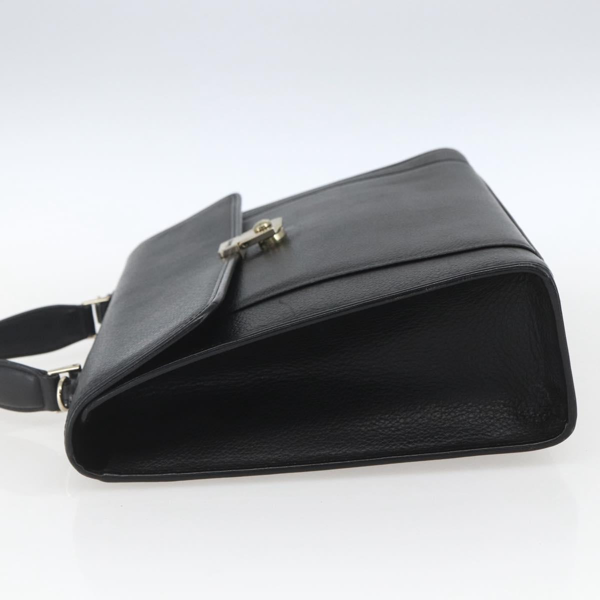Burberrys Business Bag Leather Black Silver Auth 164514