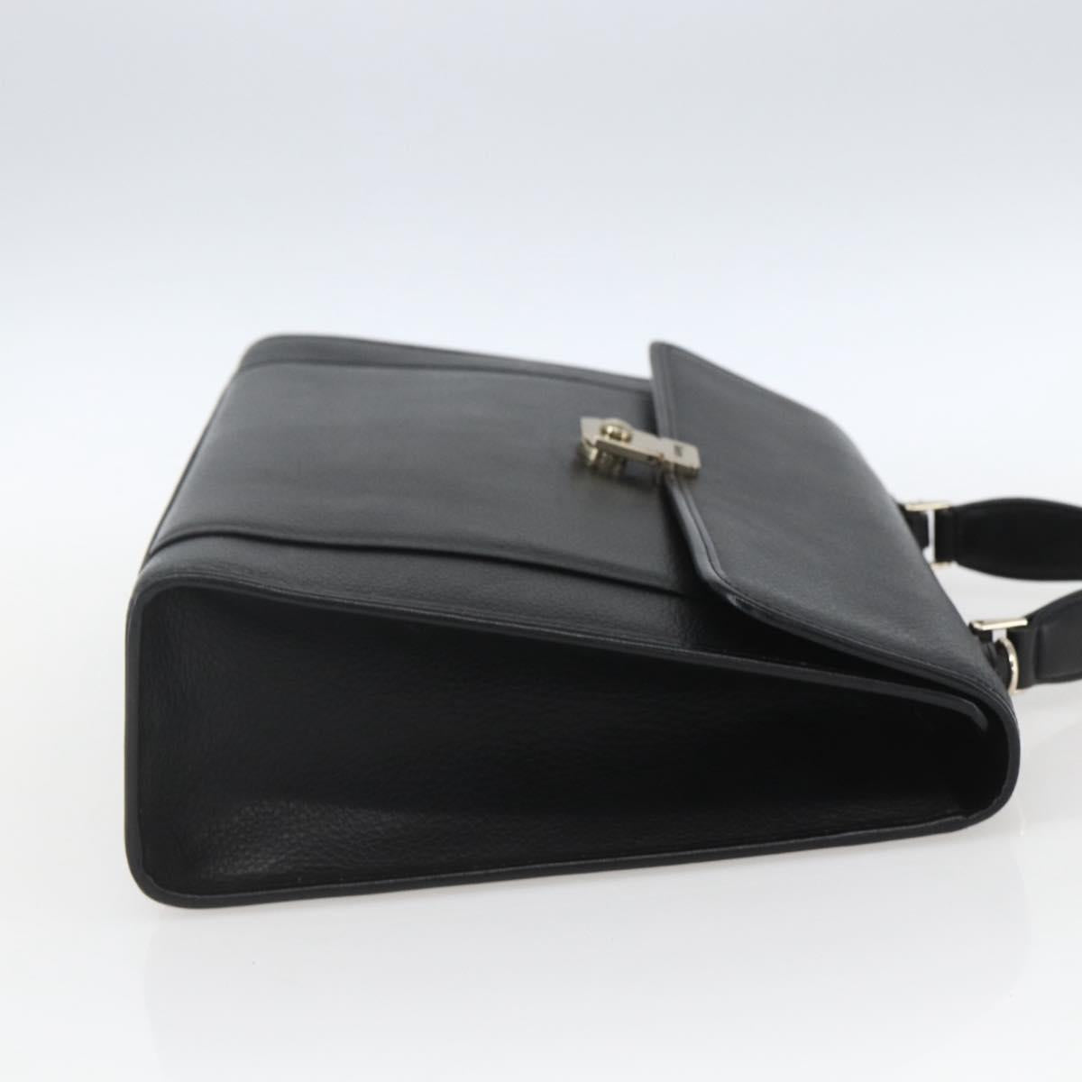 Burberrys Business Bag Leather Black Silver Auth 164514