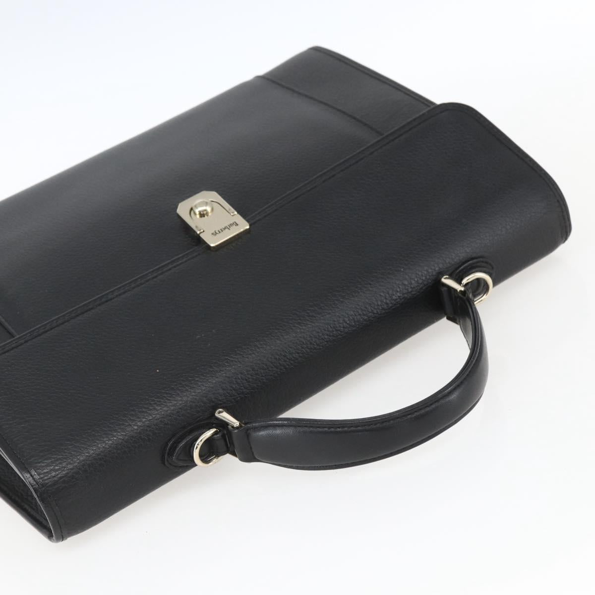 Burberrys Business Bag Leather Black Silver Auth 164514