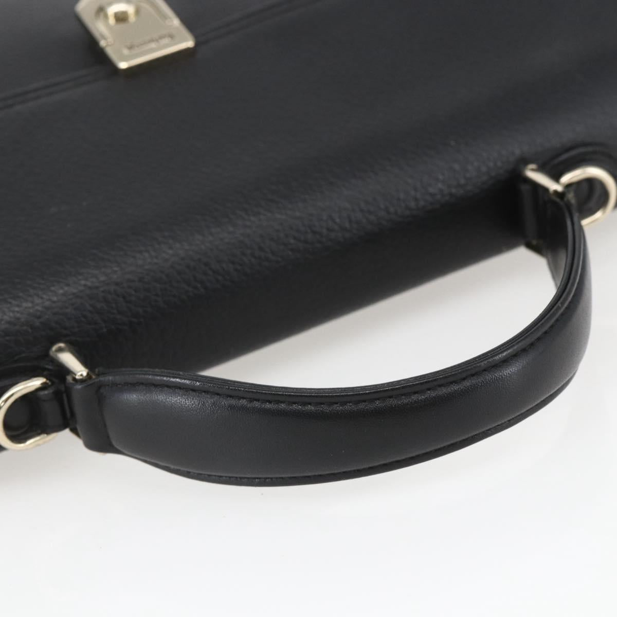 Burberrys Business Bag Leather Black Silver Auth 164514