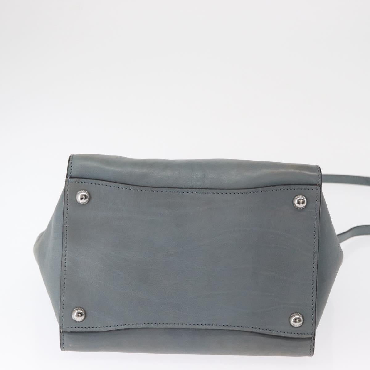 PRADA Hand Bag Safiano leather 2way Gray Silver Auth 164520