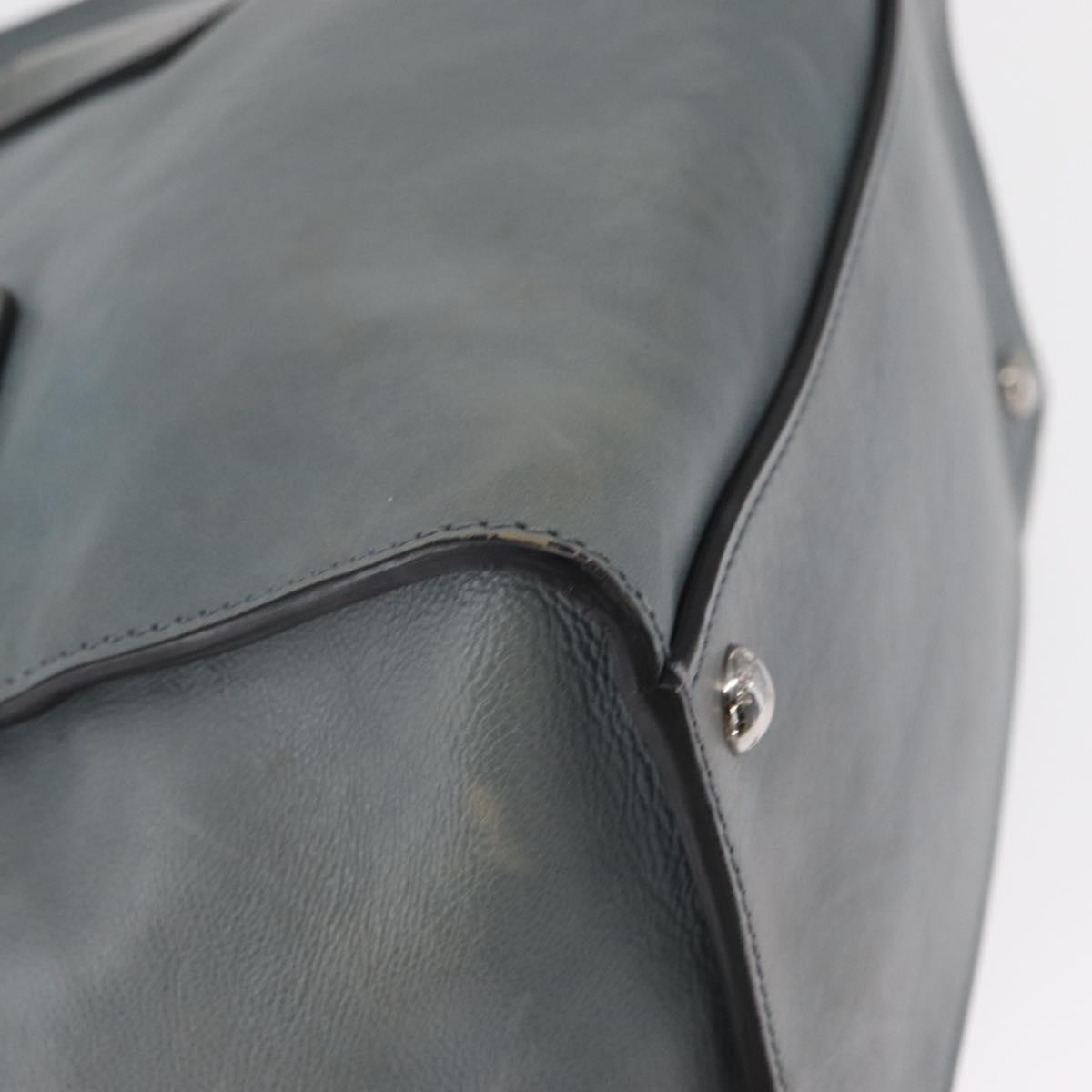 PRADA Hand Bag Safiano leather 2way Gray Silver Auth 164520