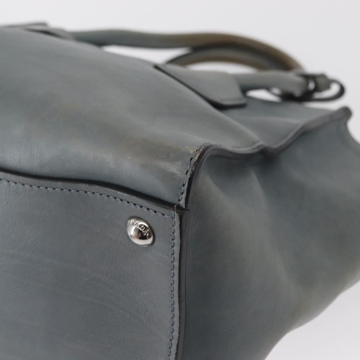 PRADA Hand Bag Safiano leather 2way Gray Silver Auth 164520