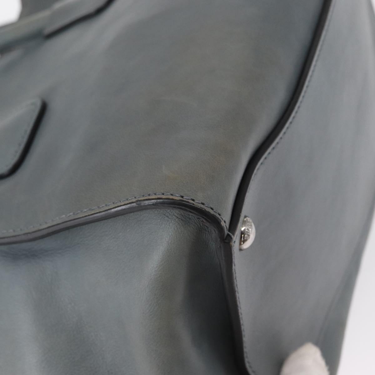 PRADA Hand Bag Safiano leather 2way Gray Silver Auth 164520