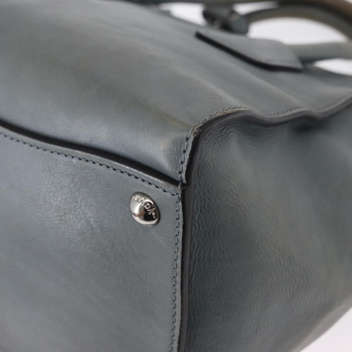 PRADA Hand Bag Safiano leather 2way Gray Silver Auth 164520