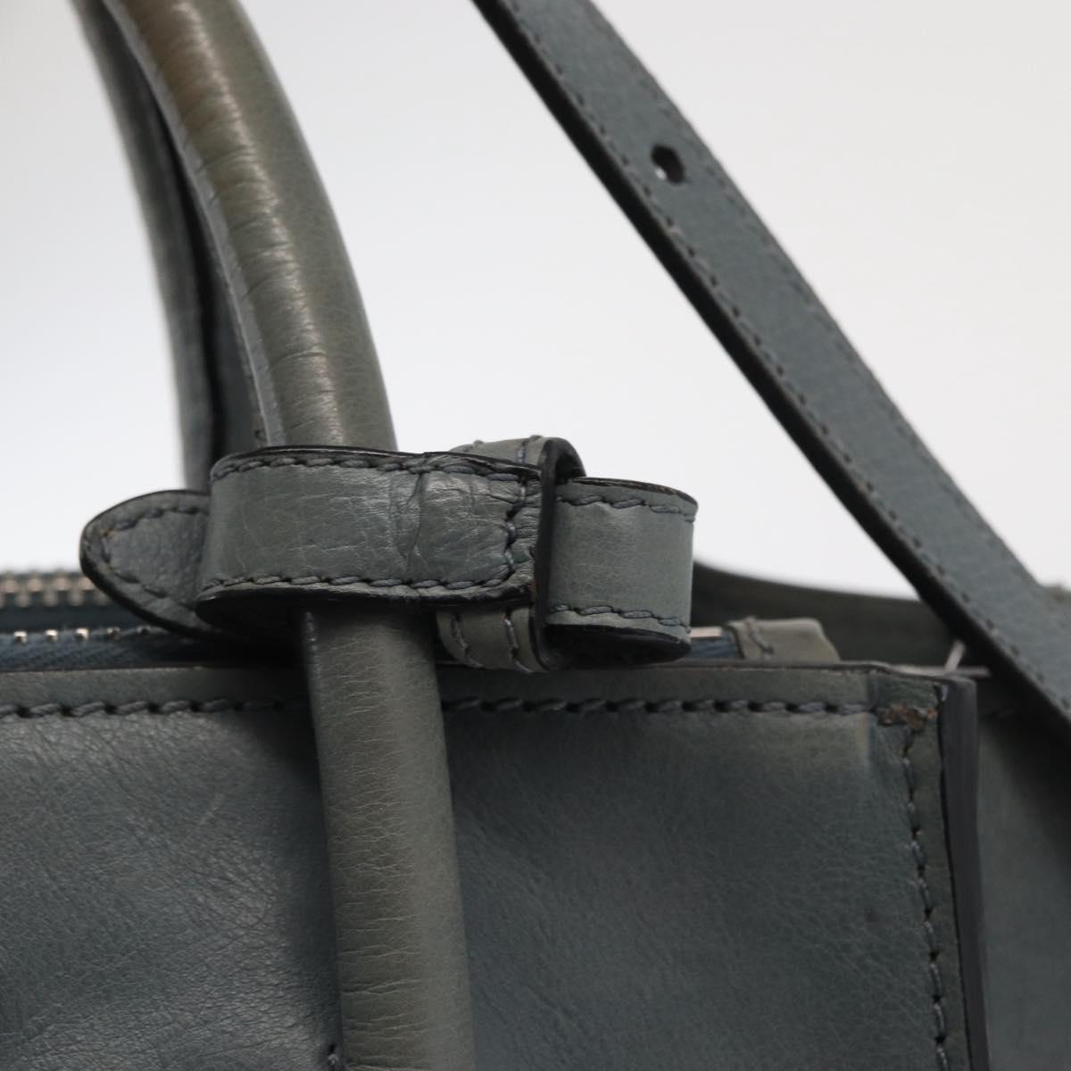 PRADA Hand Bag Safiano leather 2way Gray Silver Auth 164520