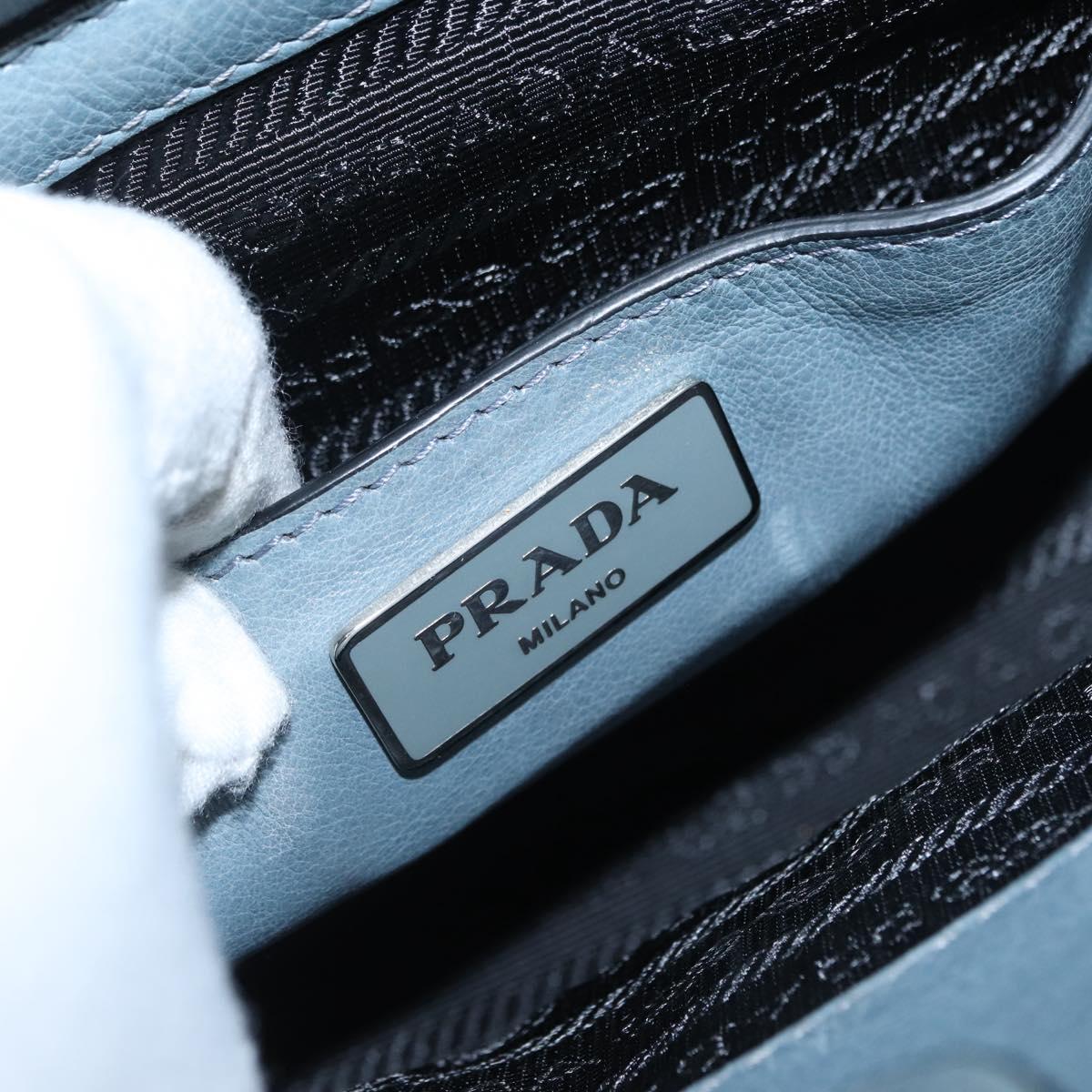 PRADA Hand Bag Safiano leather 2way Gray Silver Auth 164520