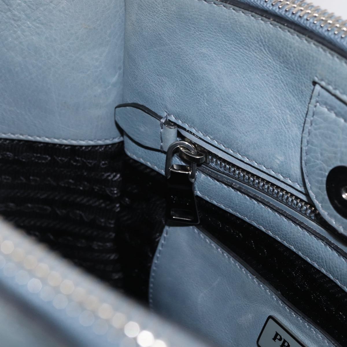 PRADA Hand Bag Safiano leather 2way Gray Silver Auth 164520