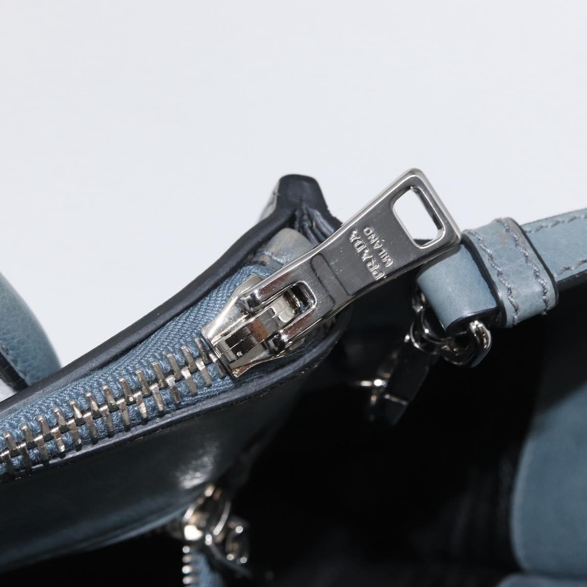 PRADA Hand Bag Safiano leather 2way Gray Silver Auth 164520
