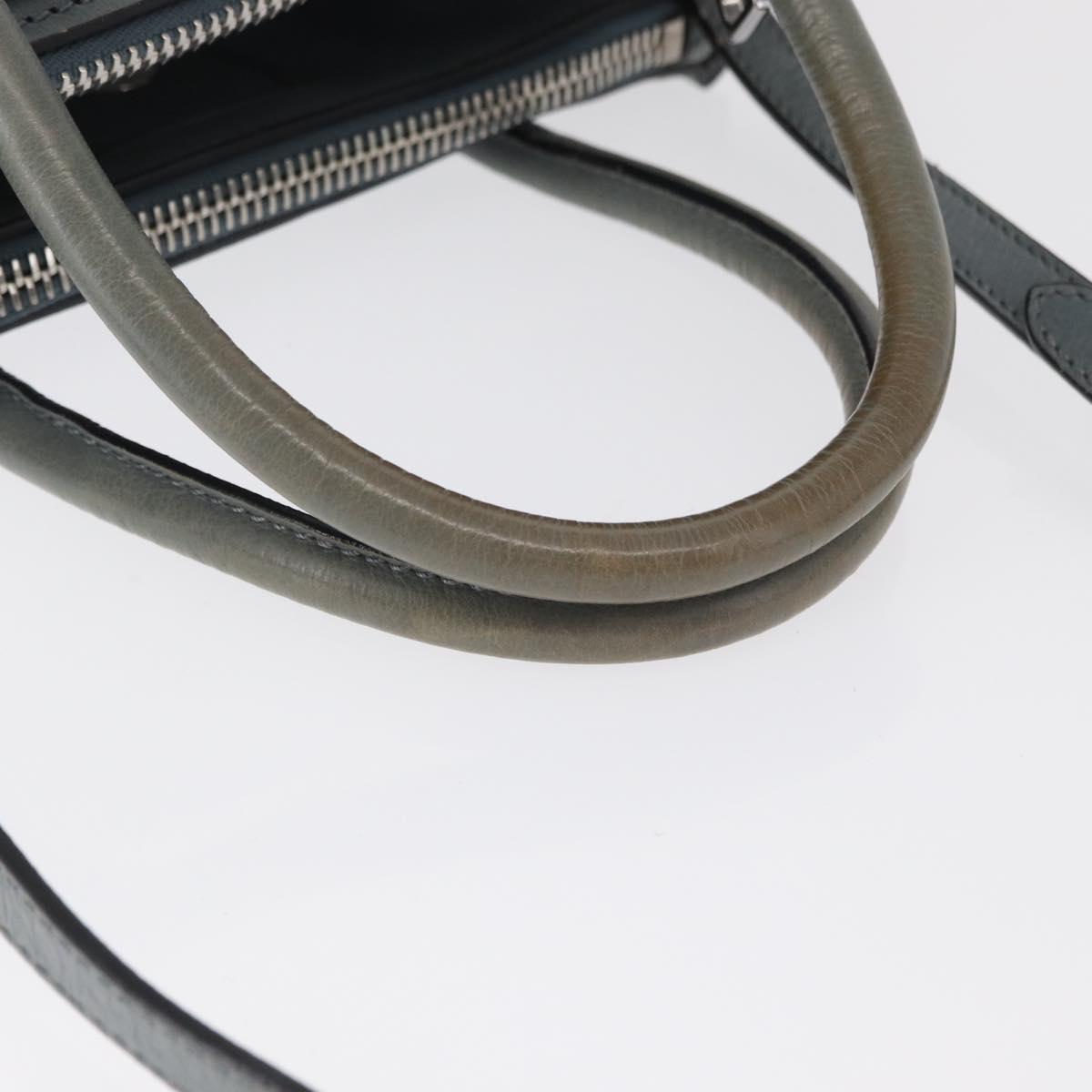 PRADA Hand Bag Safiano leather 2way Gray Silver Auth 164520