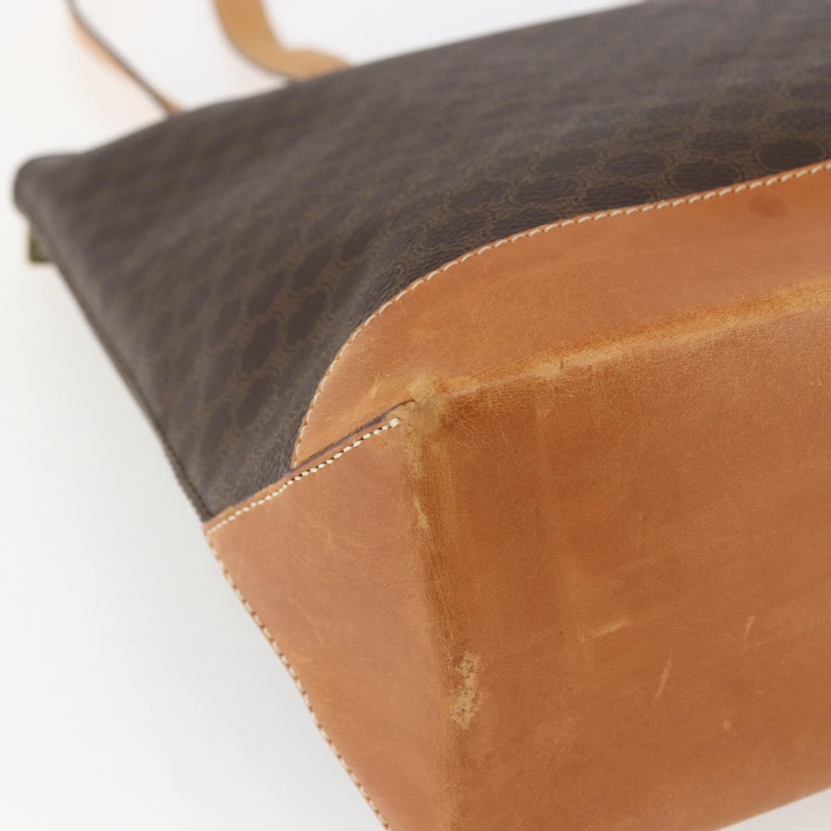 CELINE Macadam Canvas Tote Bag PVC Leather Brown Gold Auth 164523