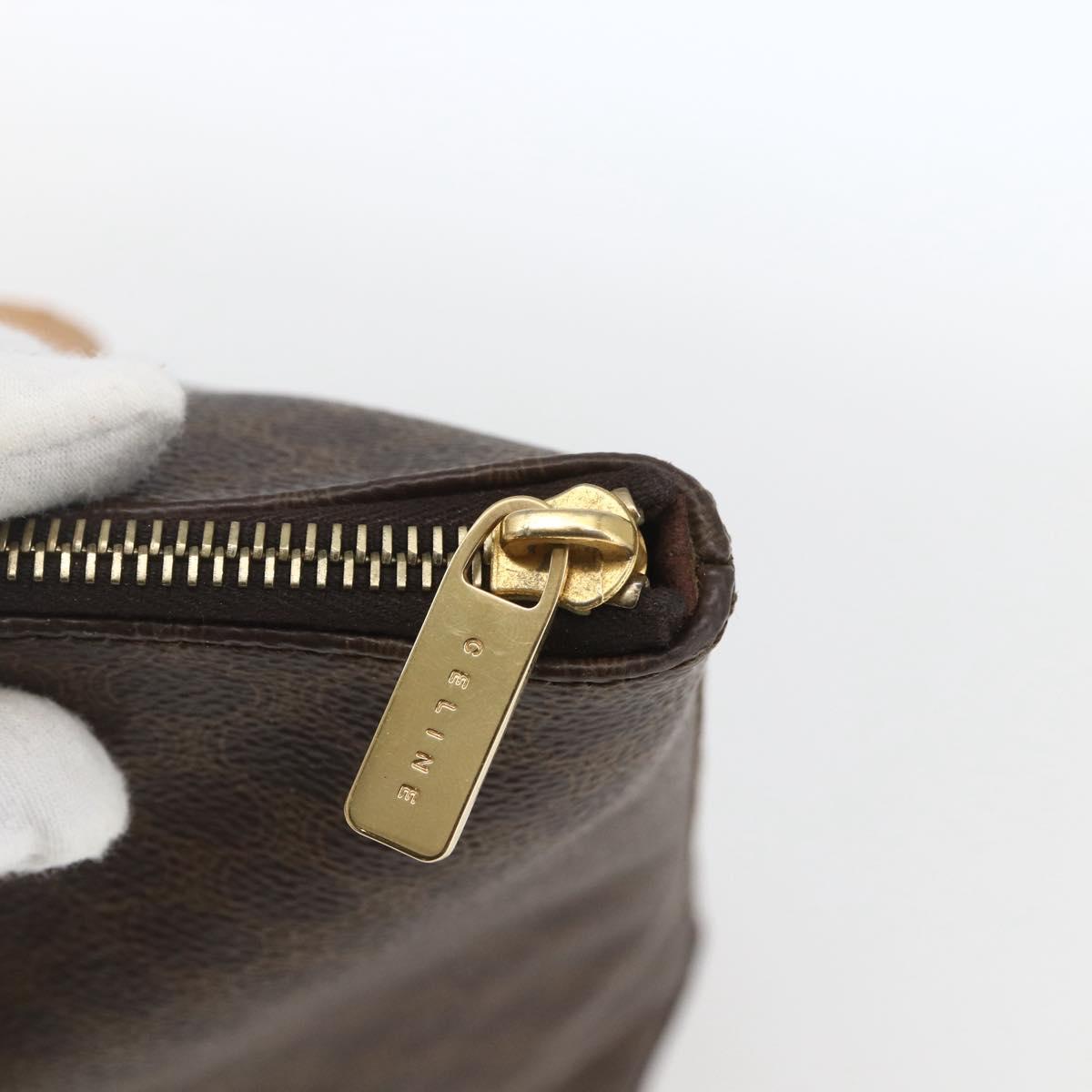 CELINE Macadam Canvas Tote Bag PVC Leather Brown Gold Auth 164523