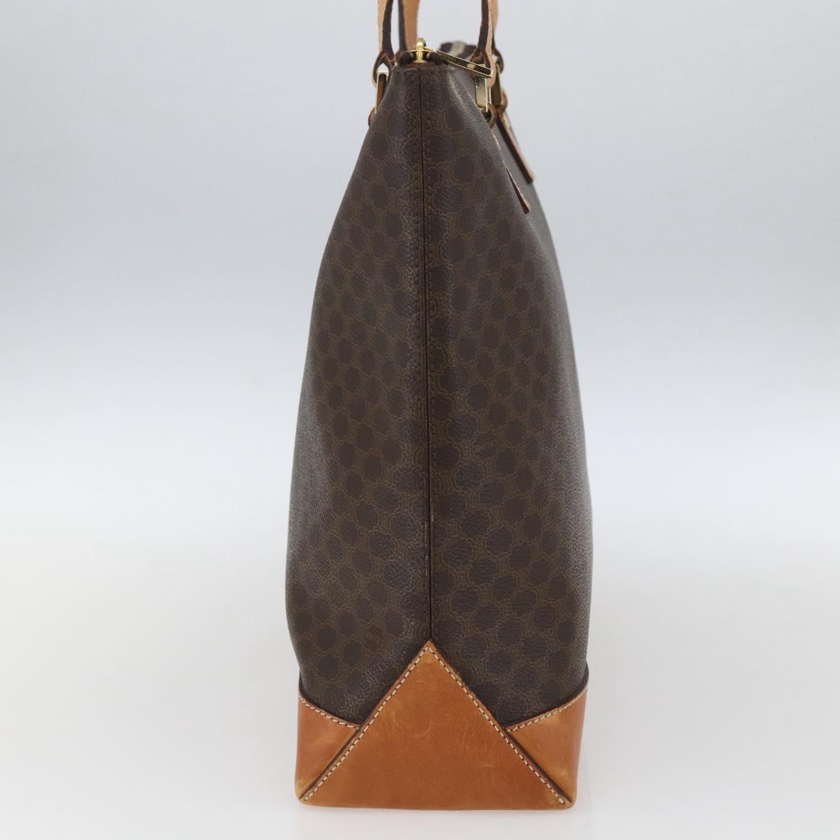 CELINE Macadam Canvas Tote Bag PVC Leather Brown Gold Auth 164523