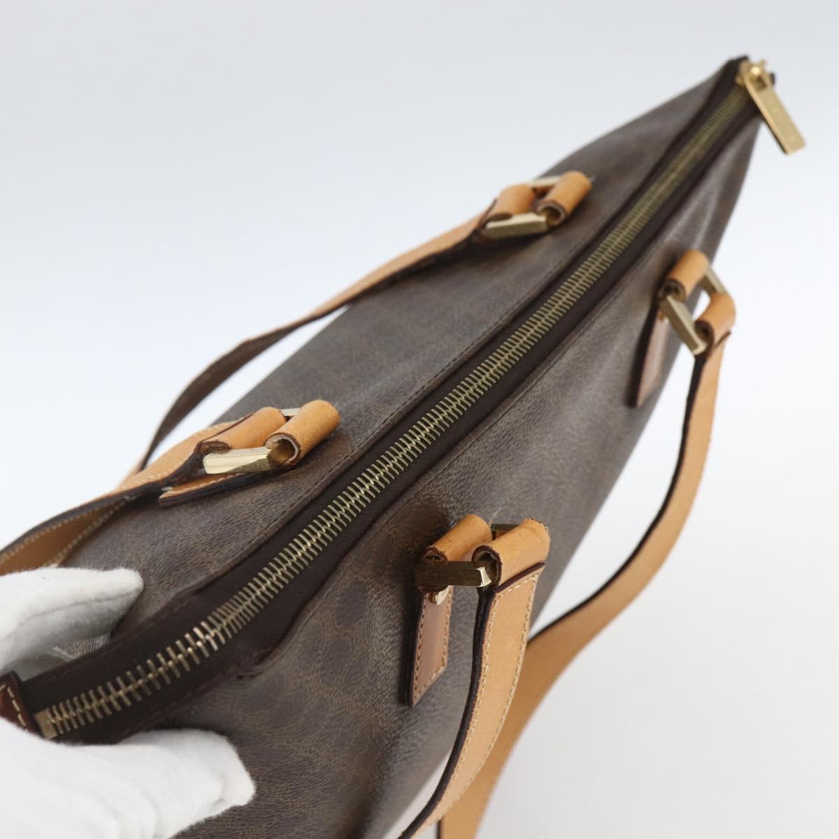 CELINE Macadam Canvas Tote Bag PVC Leather Brown Gold Auth 164523