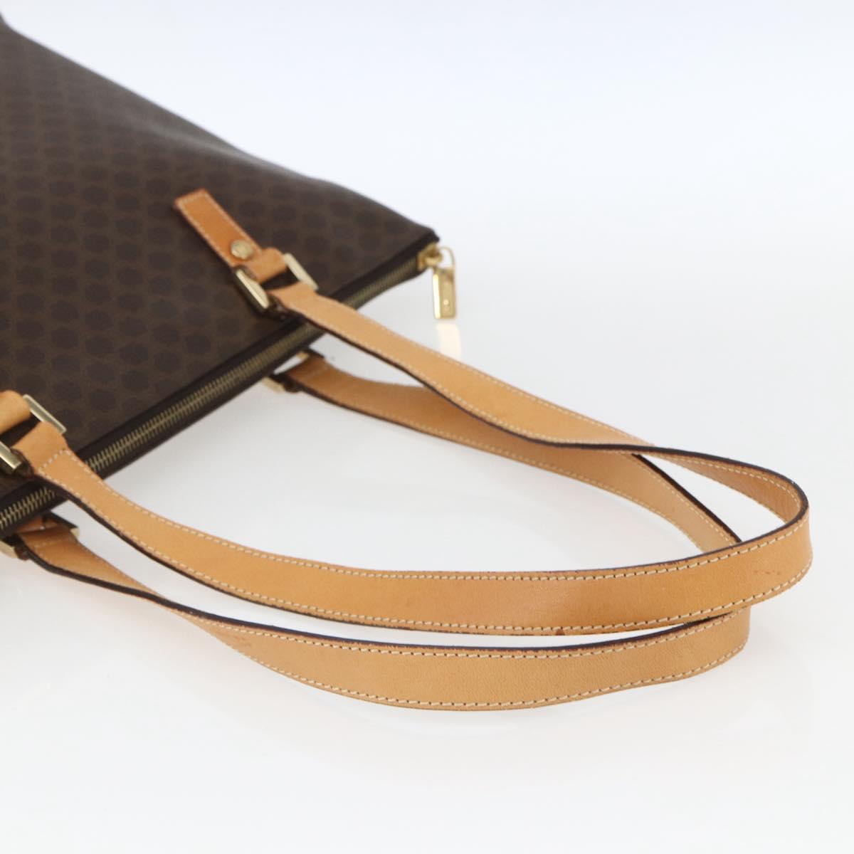 CELINE Macadam Canvas Tote Bag PVC Leather Brown Gold Auth 164523