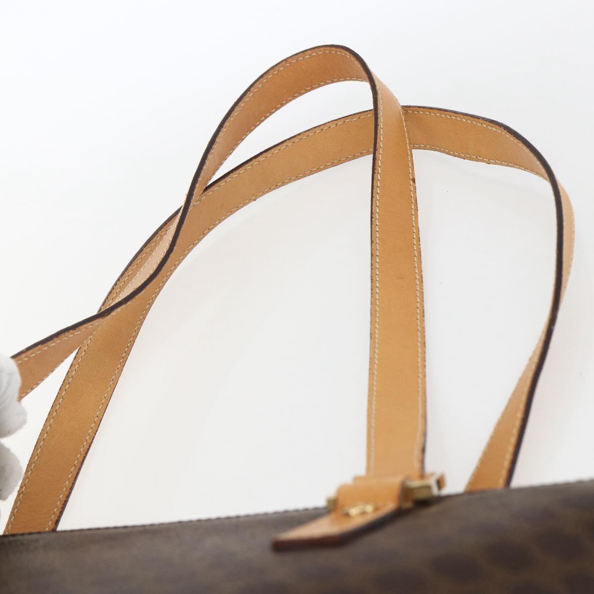CELINE Macadam Canvas Tote Bag PVC Leather Brown Gold Auth 164523