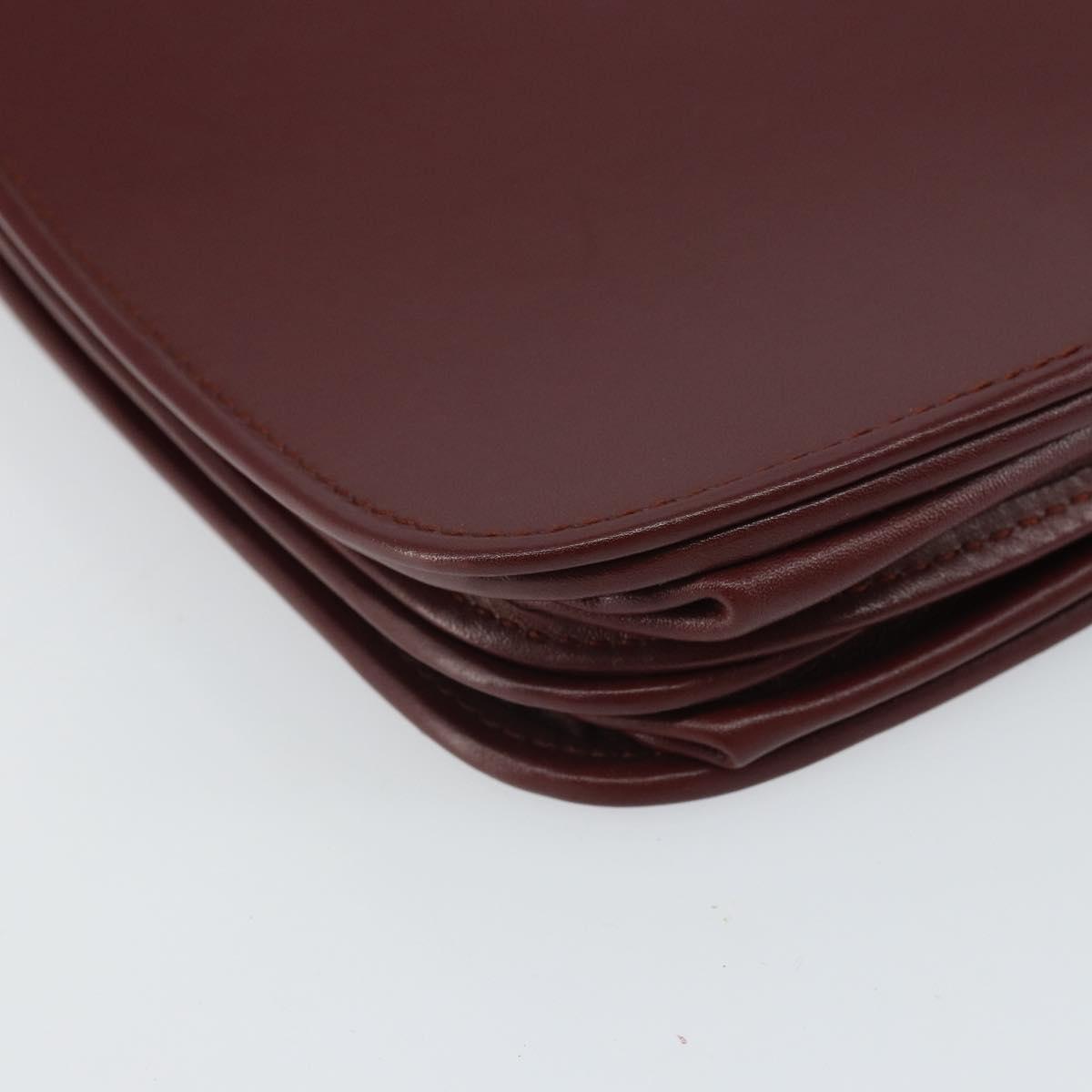 CARTIER Must Line Shoulder Bag Leather Bordeaux Gold Auth 164526