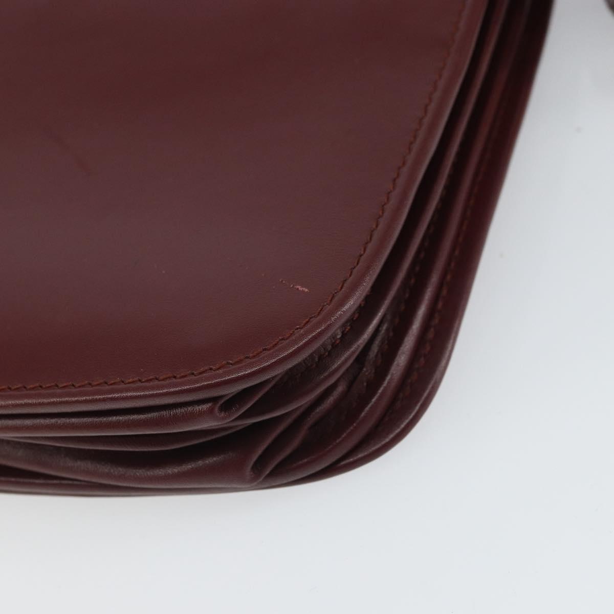 CARTIER Must Line Shoulder Bag Leather Bordeaux Gold Auth 164526