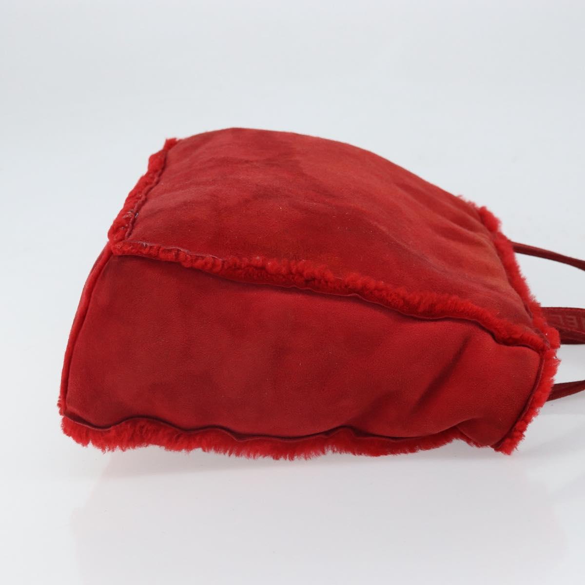 CHANEL Tote Bag Suede Red CC Auth 164529