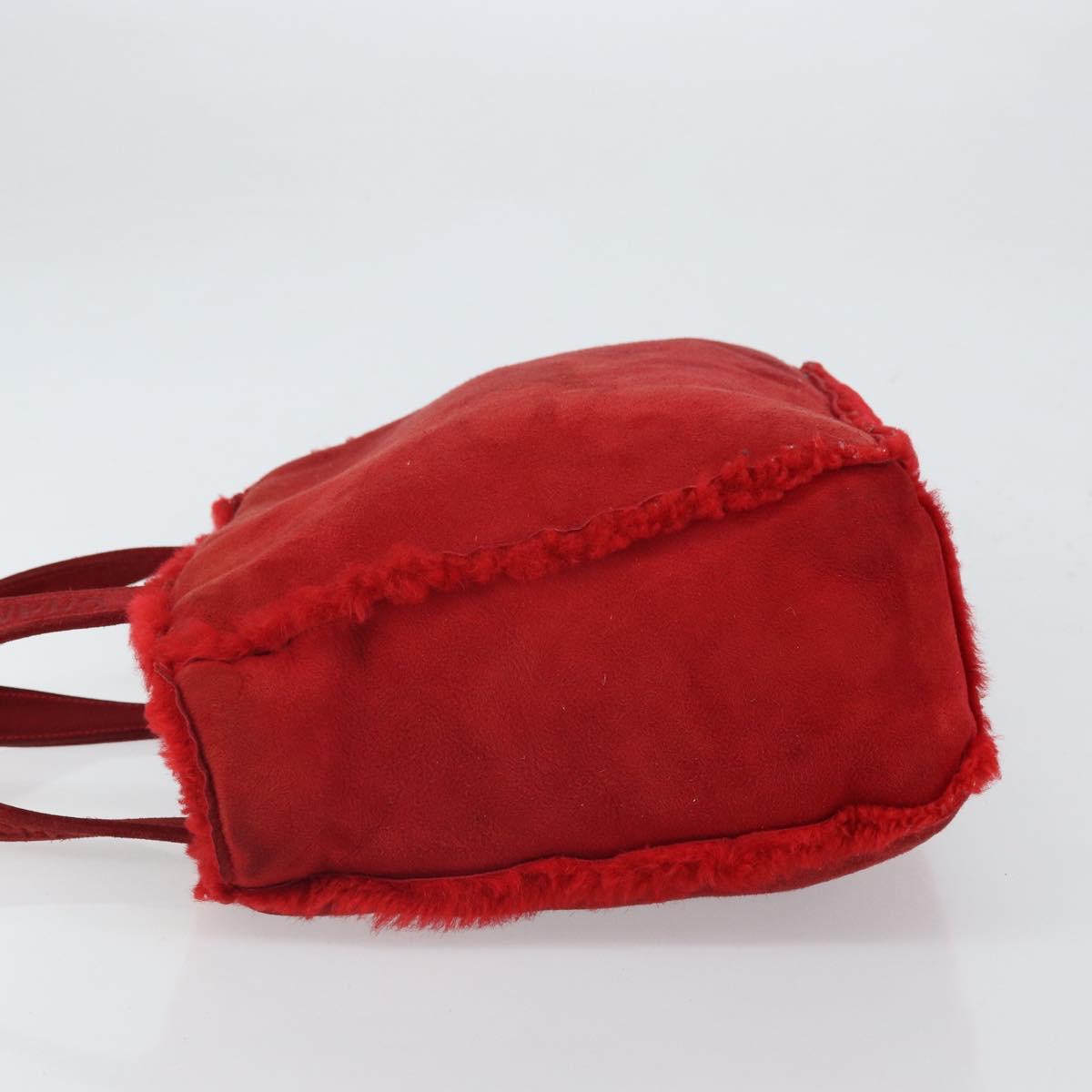 CHANEL Tote Bag Suede Red CC Auth 164529