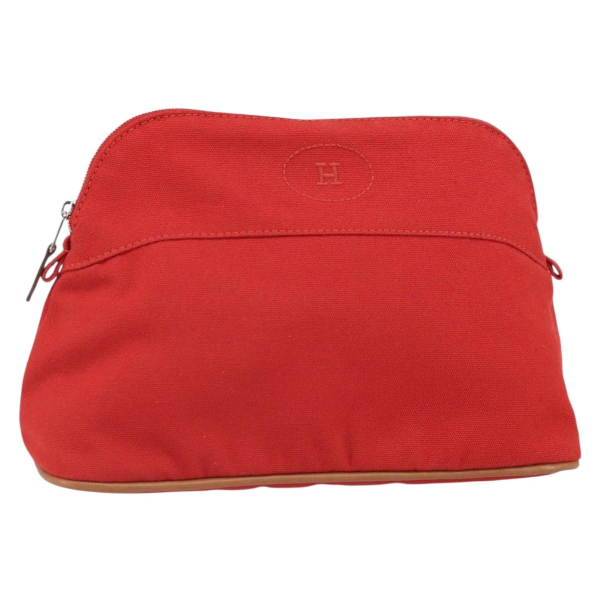 HERMES Bolide MM Pouch Canvas Red Auth 164531