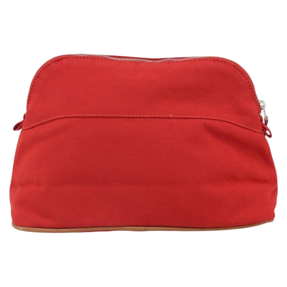 HERMES Bolide MM Pouch Canvas Red Auth 164531