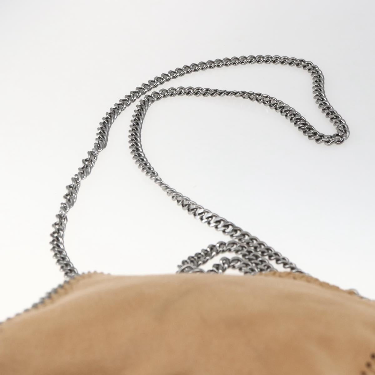 Stella MacCartney Chain Falabella Bag Polyester Beige Silver 371223 Auth 164532