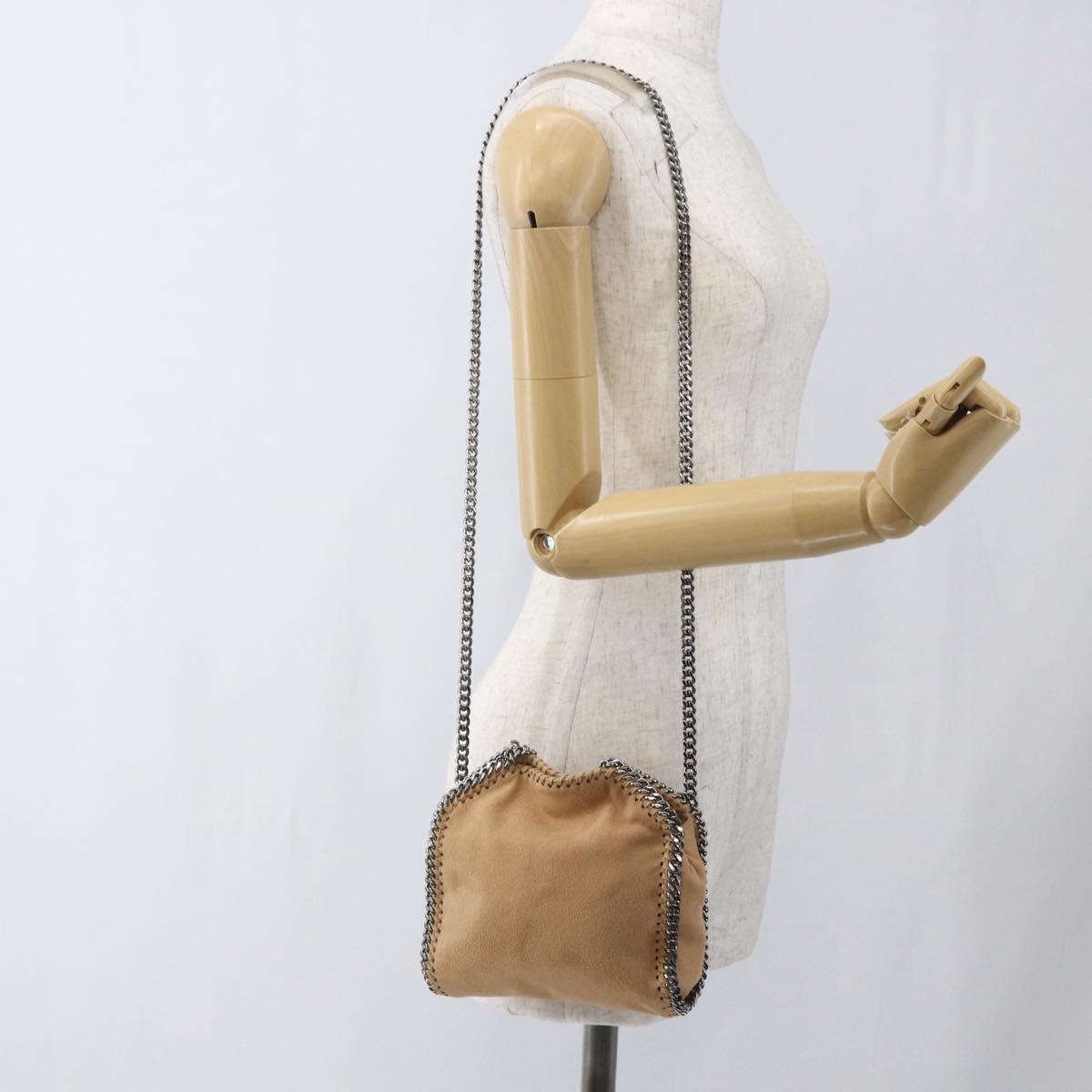Stella MacCartney Chain Falabella Bag Polyester Beige Silver 371223 Auth 164532
