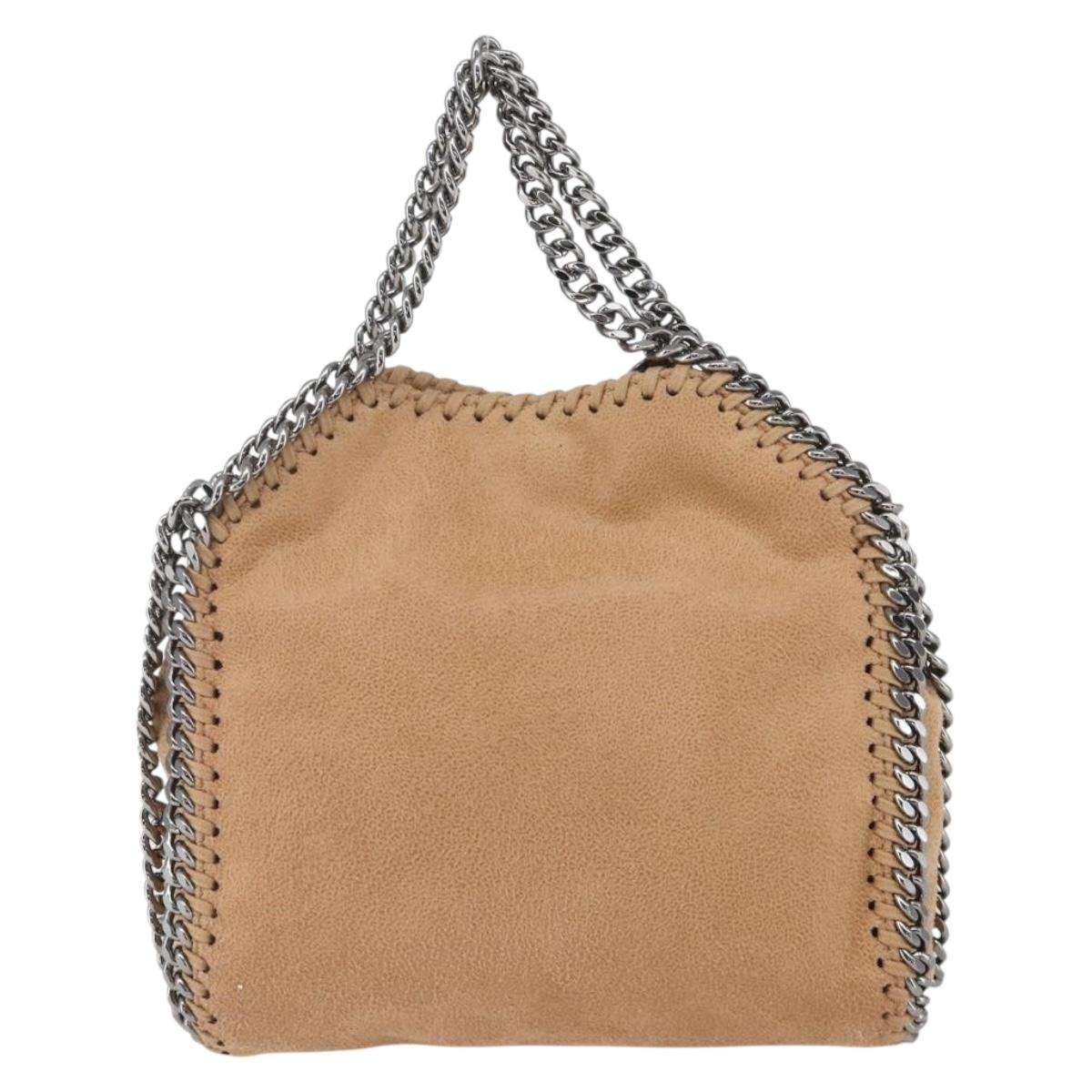 Stella MacCartney Chain Falabella Bag Polyester Beige Silver 371223 Auth 164532