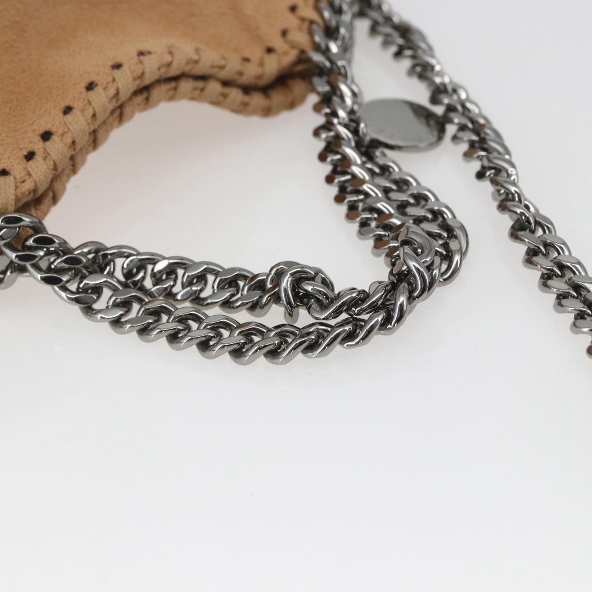 Stella MacCartney Chain Falabella Bag Polyester Beige Silver 371223 Auth 164532
