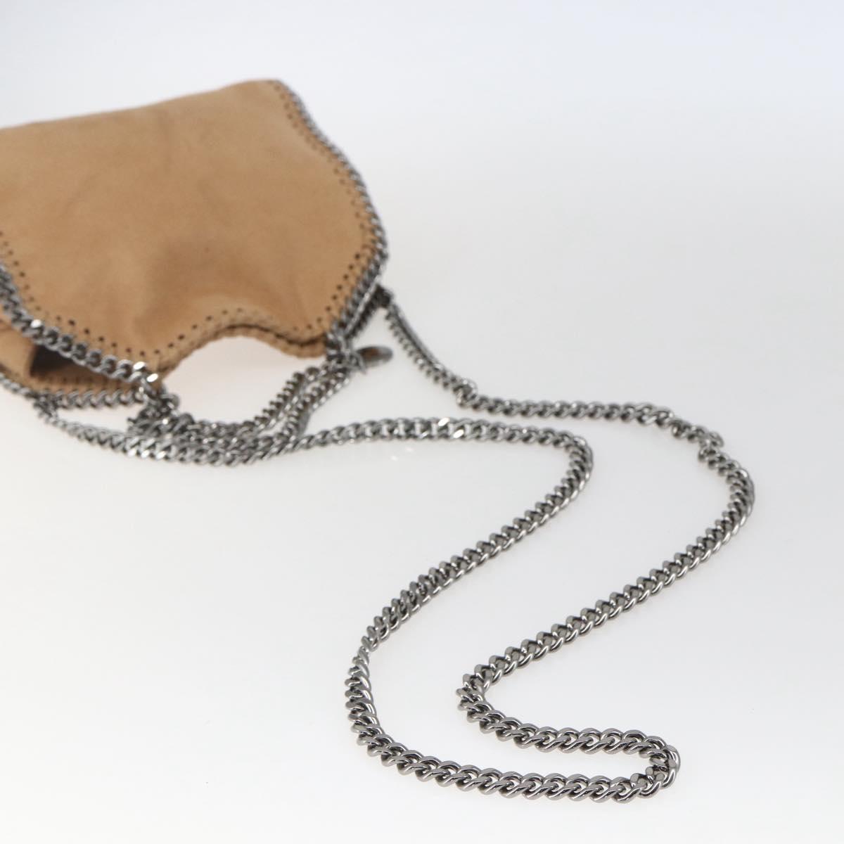 Stella MacCartney Chain Falabella Bag Polyester Beige Silver 371223 Auth 164532