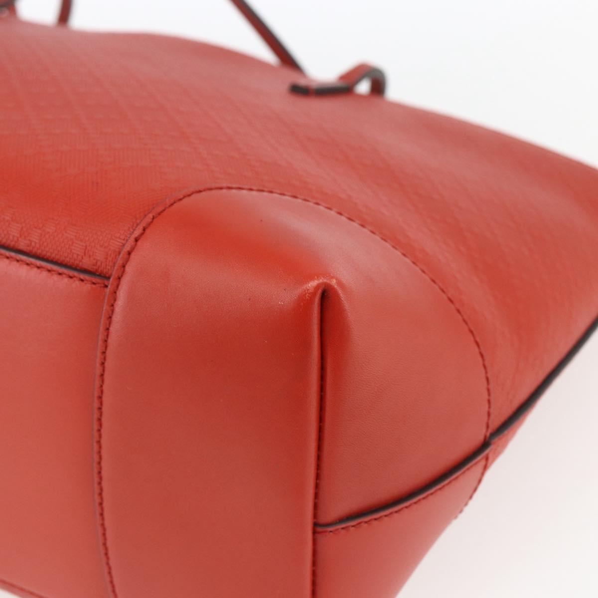 GUCCI Diamante Tote Bag Leather Red Gold 353397 Auth 164533