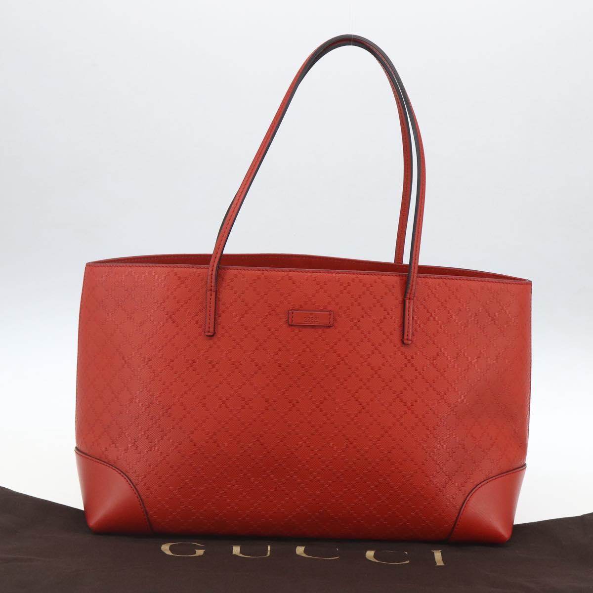 GUCCI Diamante Tote Bag Leather Red Gold 353397 Auth 164533