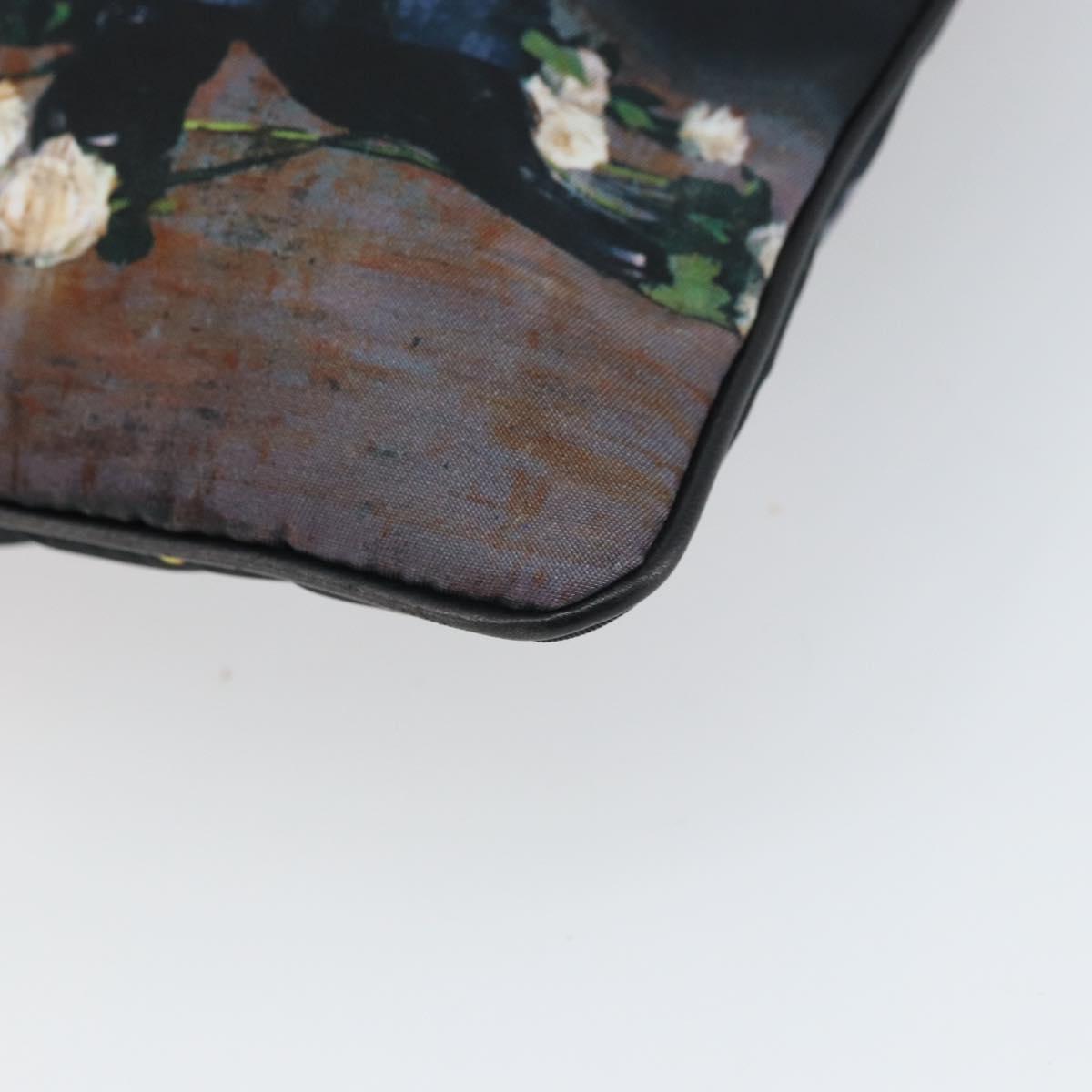 Christian Dior Clutch Bag Nylon Black Silver Auth 164536