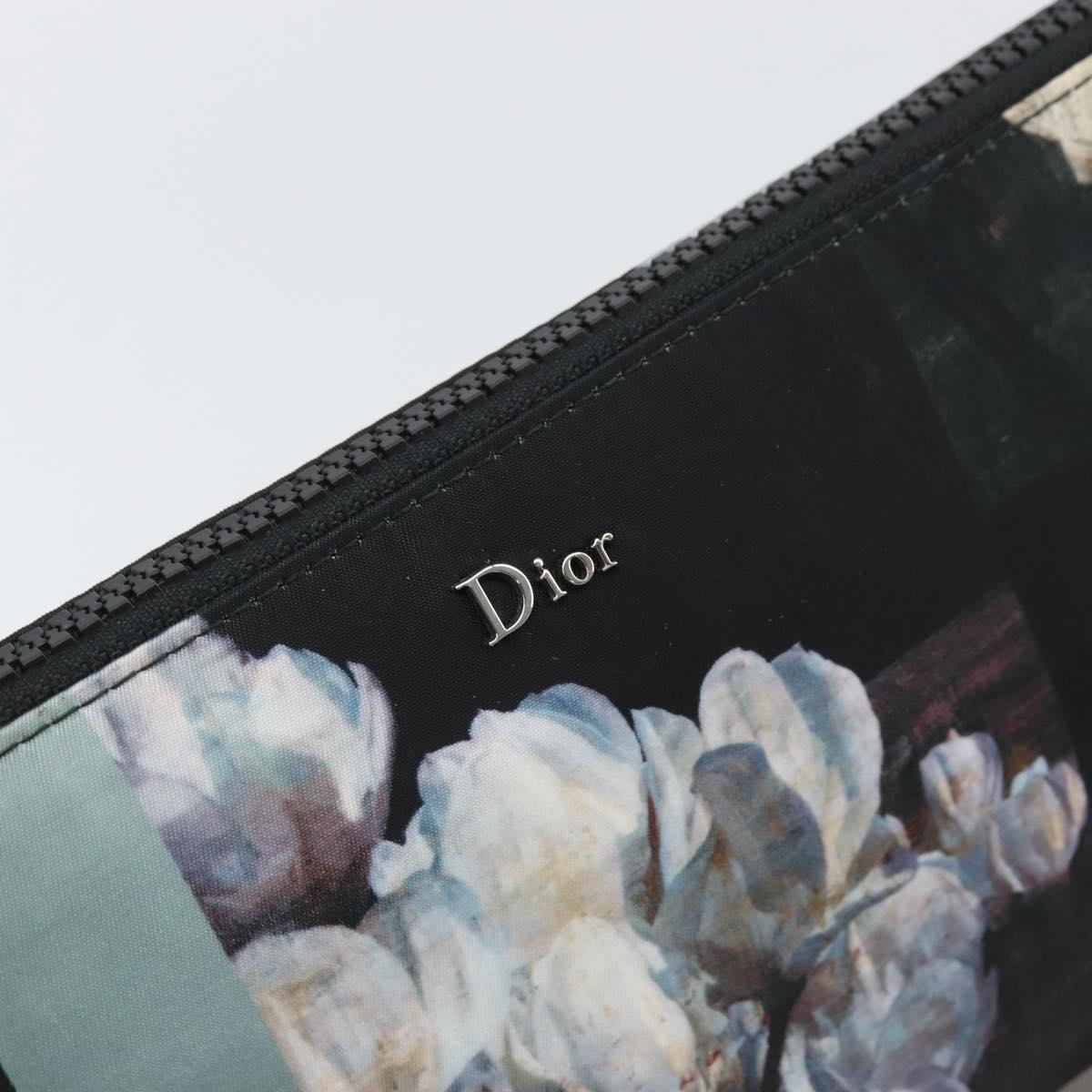 Christian Dior Clutch Bag Nylon Black Silver Auth 164536