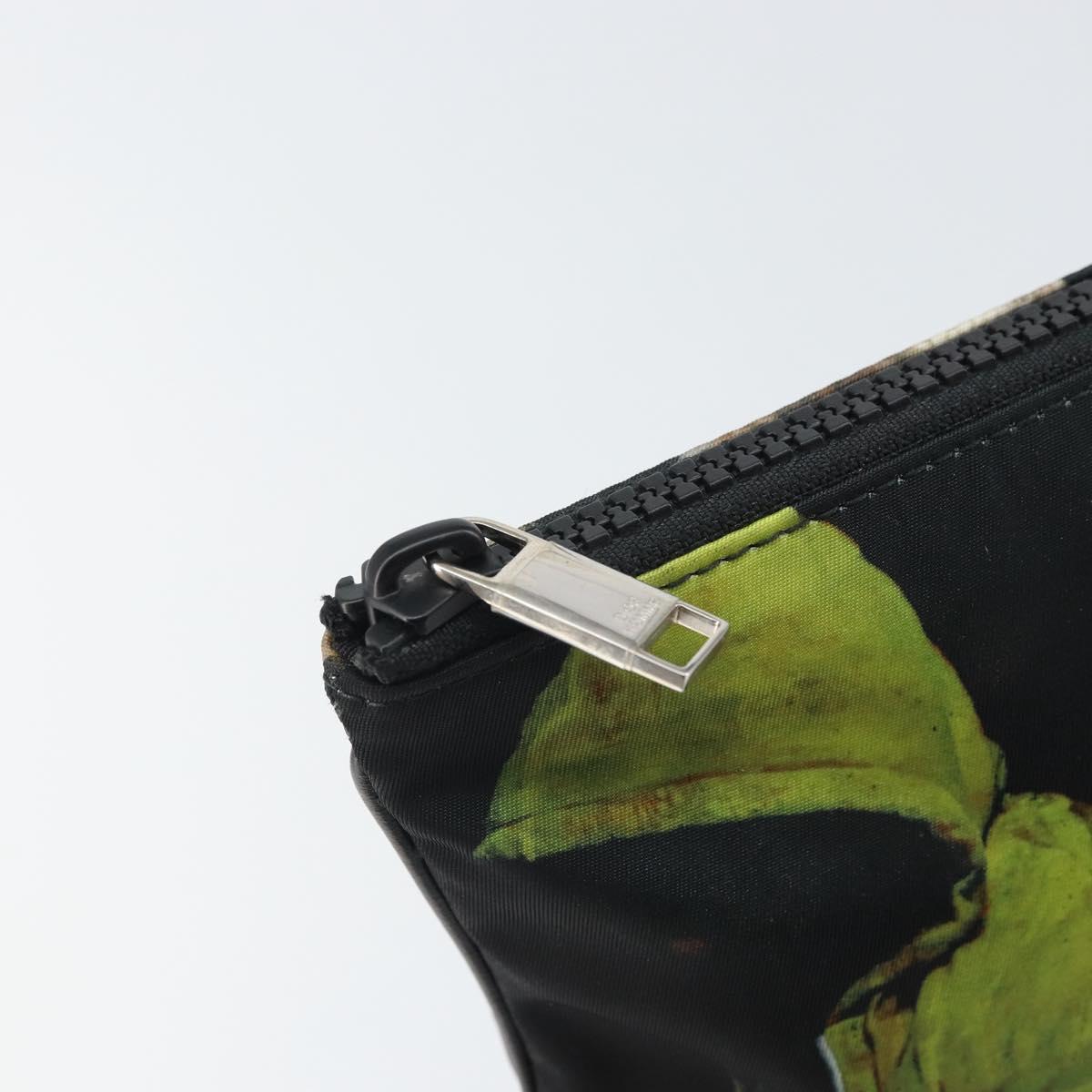 Christian Dior Clutch Bag Nylon Black Silver Auth 164536