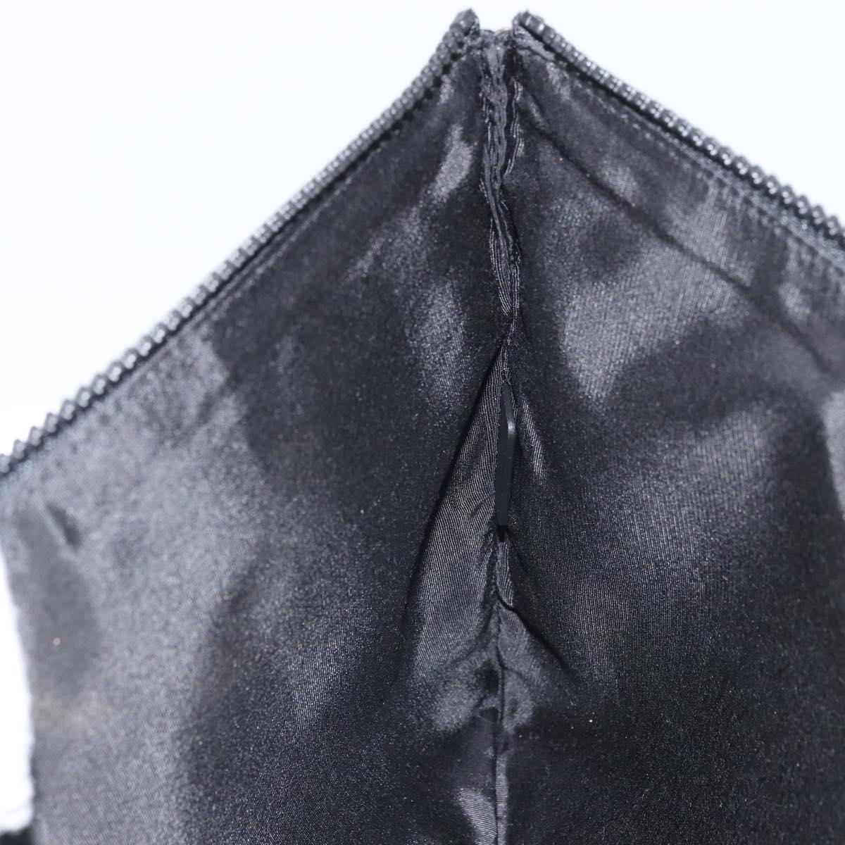 Christian Dior Clutch Bag Nylon Black Silver Auth 164536